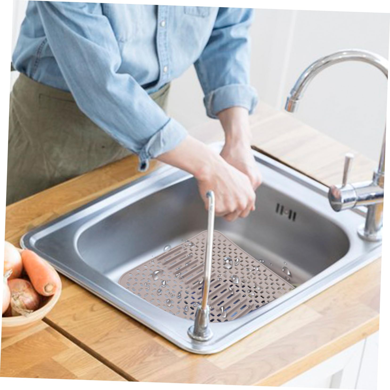 Silicone Tappetino Drenante e Resistente All’usura, Protezione Antiscivolo per Lavello Cucina, per Tazze e Ciotole