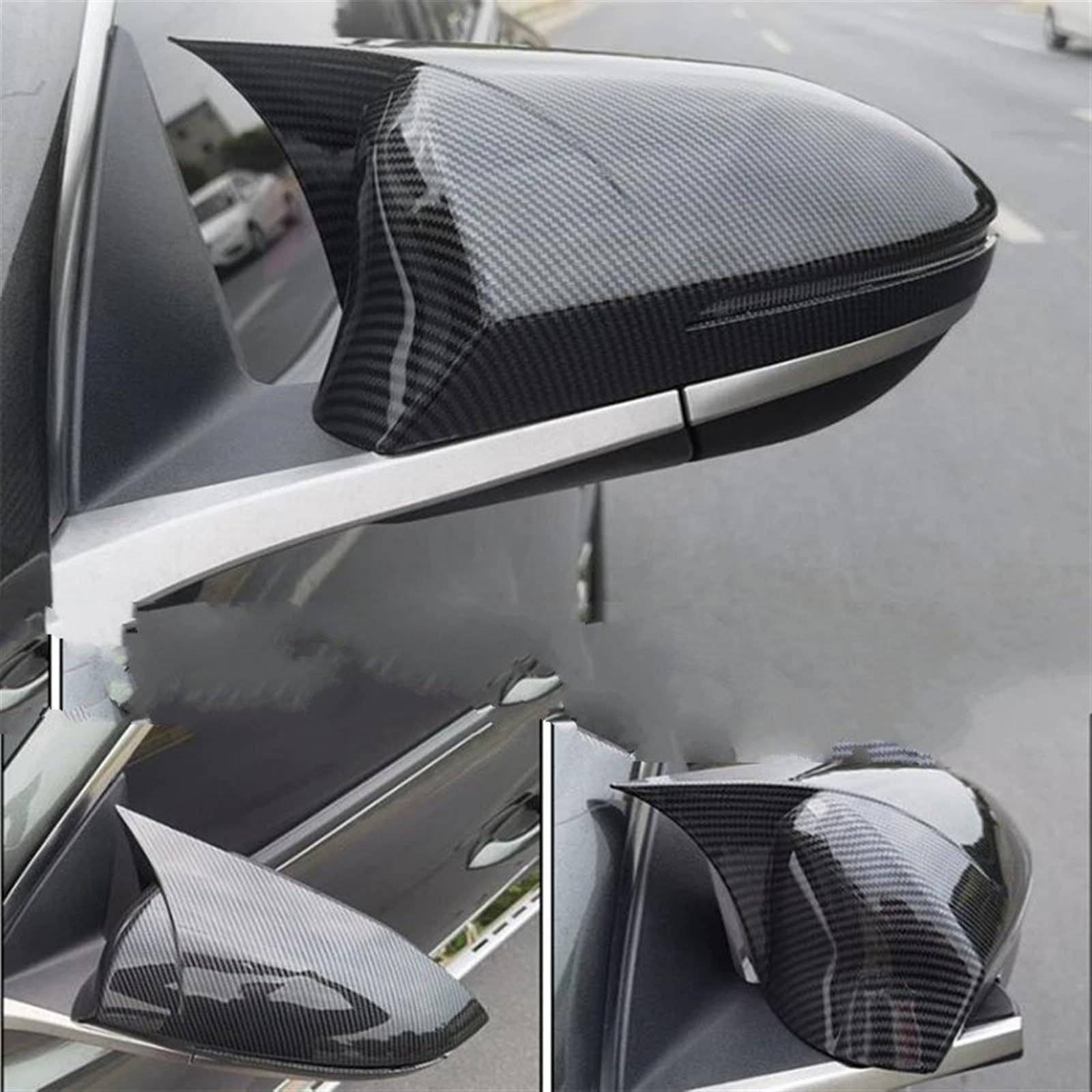 HIGH FLYING Pour Hyundai Tucson 2022-2025 Accessoires De Voiture Couvre- Rétroviseurs Latéraux De Porte Vue Arrière Décoratifs En ABS 2 Pièces (grain De Fibre De Carbone