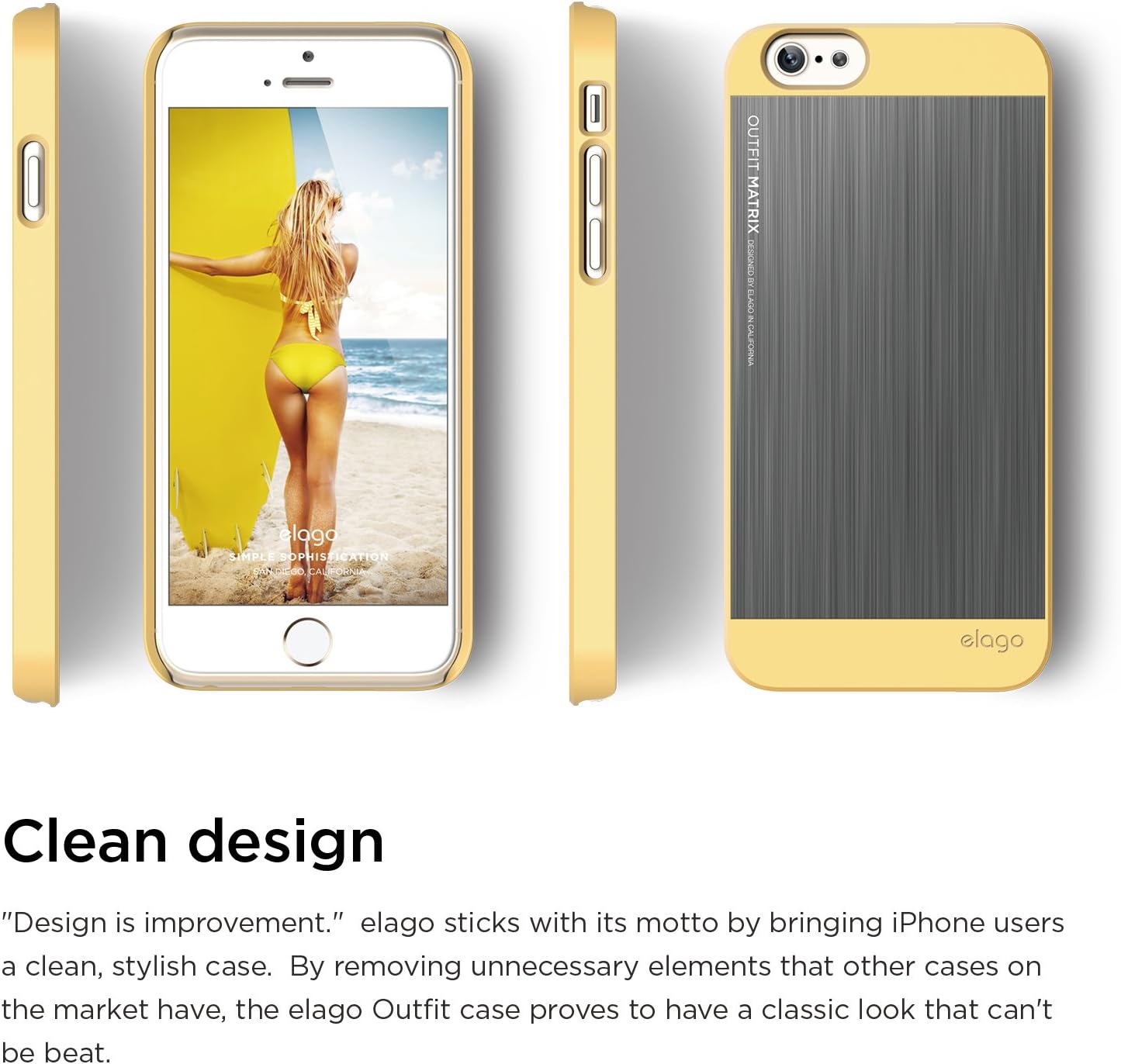 iPhone 6S Case, elago® [Outift Matrix][Creamy Yellow/Dark Grey] - [Premium Hybrid Construction][Brushed Aluminum][Spark Design Award] - for iPhone 6/6S