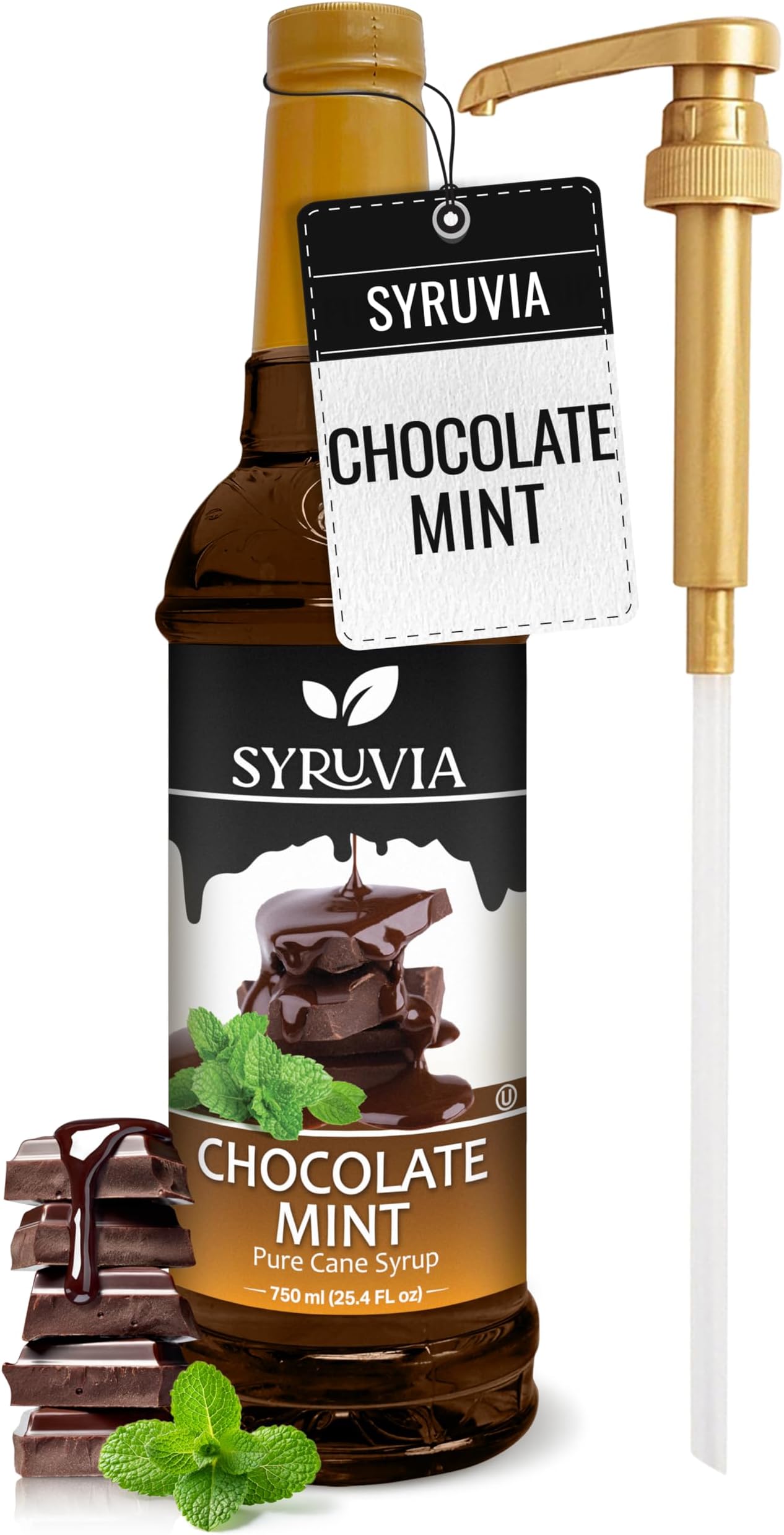 Holiday Syrup Chocolate Mint - 25.4oz - Flavor Holiday Gift Set, Gluten-Free, Kosher With Pump