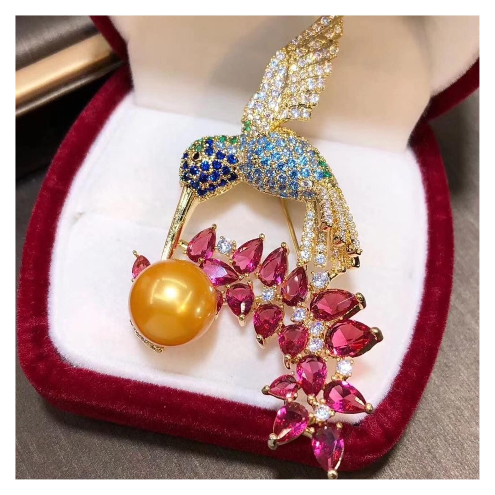 WXKAGF Broche de Perlas D925, joyería Fina con Relleno de Oro, Broche de Perlas Doradas de Agua Dulce de 11-12mm para Mujeres, Broche de Regalos Finos