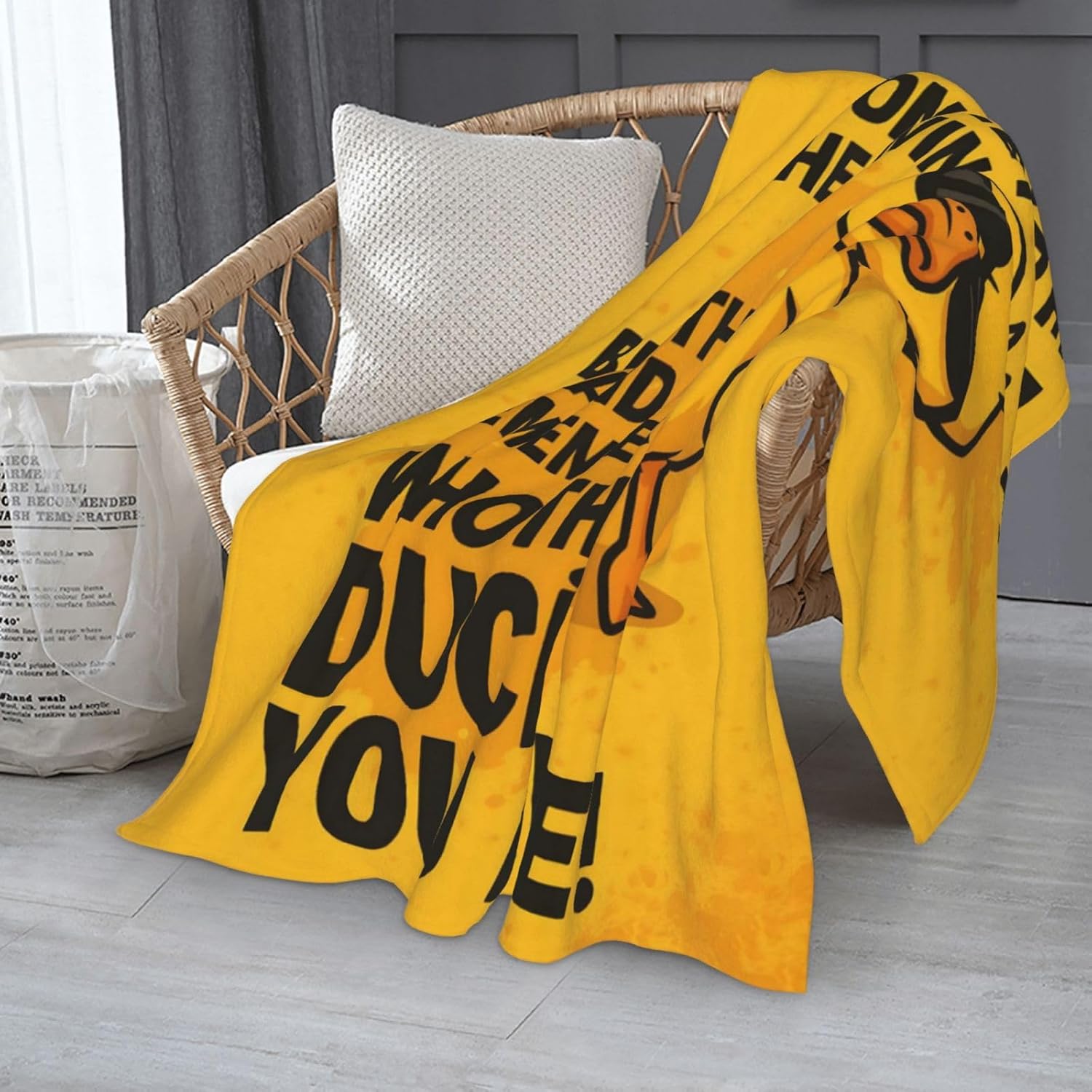 Funny Duck Blanket Inspirational Gifts for Women Girls Kids,60x50inch,Cool Yellow Animal Blankets,Encouragement Throw for Friend,Family,Bedroom,Couch,Living Room,Dorm Birthday Decor Throws - Image 2