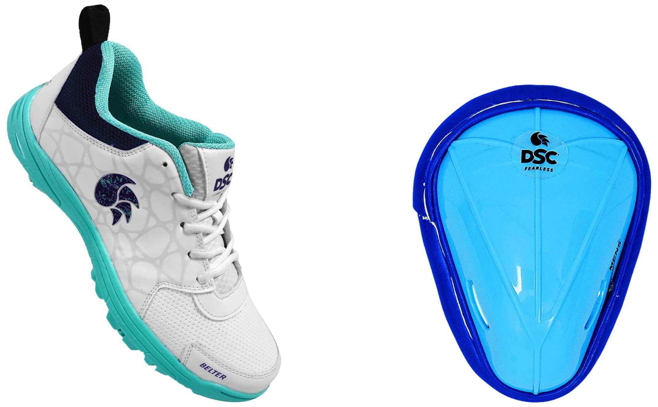 DSC Belter Cricket Shoes, Size-8, Sea Green & DSC 1500428 Attitude Cricket Abdominal Guard Men, Multicolour-image-37