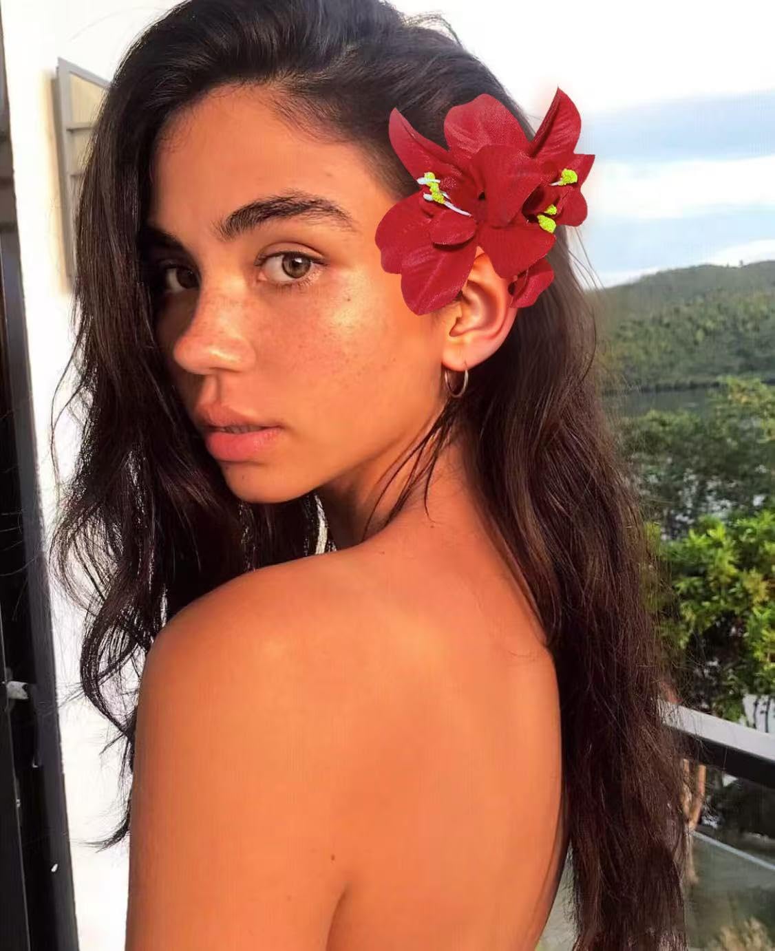 6 pinzas para el pelo de flores hawaianas, 3.5 pulgadas, horquillas de pelo de hibisco de plumeria, pinzas para el pelo para mujeres, bodas, accesorios para el cabello de flores, clip para niñas