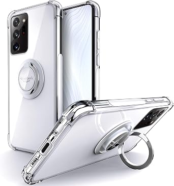 Silverback for Galaxy Note 20 Ultra Case Clear with Ring Kickstand, Protective Soft TPU Shock -Absorbing Bumper Shockproof Phone Case for Samsung Galaxy Note 20 Ultra 5G -Clear