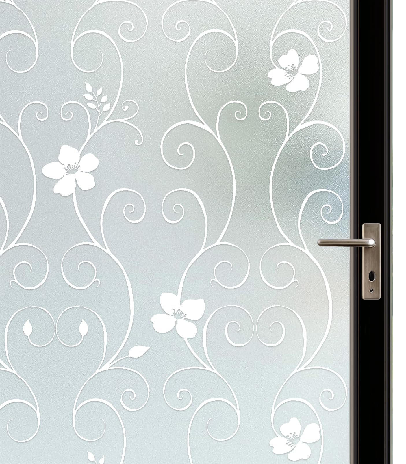 Difit White Window Film Privacy Film For Glass Windows Frosted Window Films Flower Patterned Static Cling Uv Blocking Opaque Glass Films For Home Bathroom ( Flower, 60X200cm)