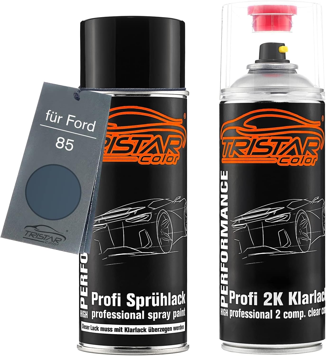 Car Paint 2K spray can set for Ford 85 Mistral Blue Perl Base coat 2K clear coat spray can