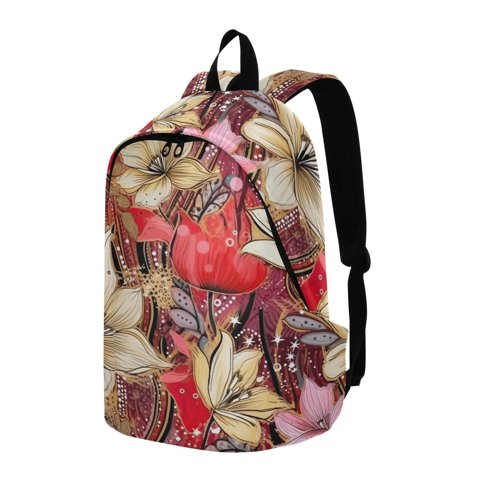 MCHIVER Travel Backpack Pink White Flowers Casual Daypack Backpacks Lightweight Carry on Bag Water Resistant Hiking Backpack for Men and Women