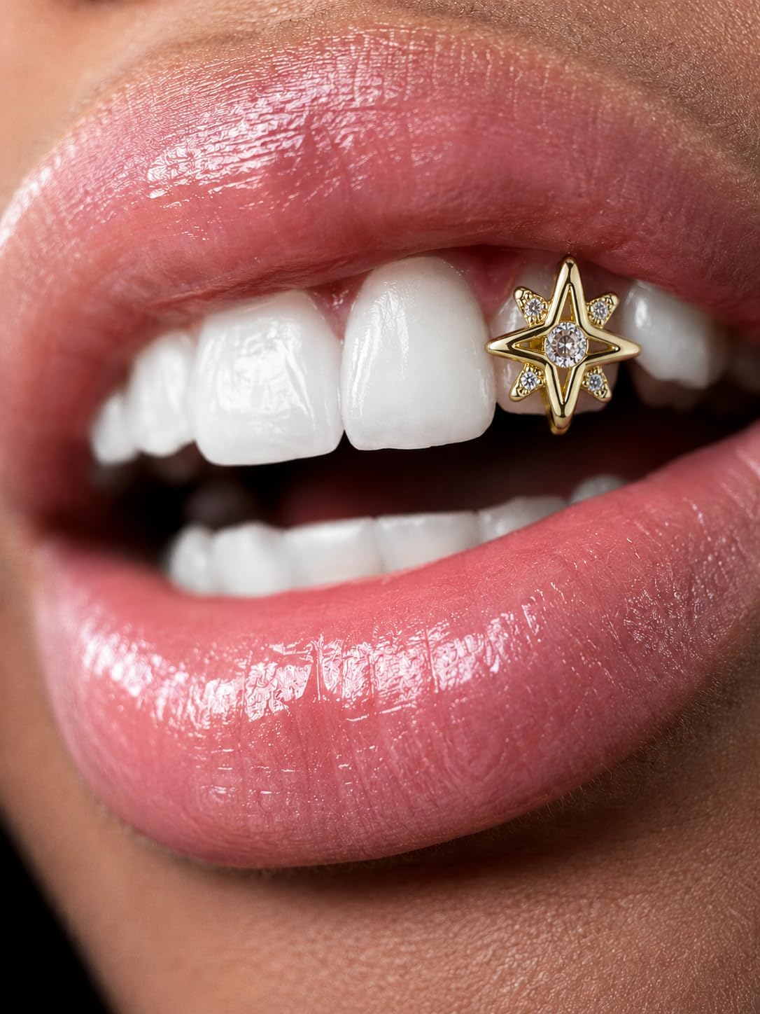 Rhinestone Grillz for Women Men Sparkly Gold Grills for Your Teeth CZ Stone Tooth Golden Mouth Grills Charm Tooth Cap Hip Hop Style Teeth Accessory for Concert Carnival Halloween Party Gift