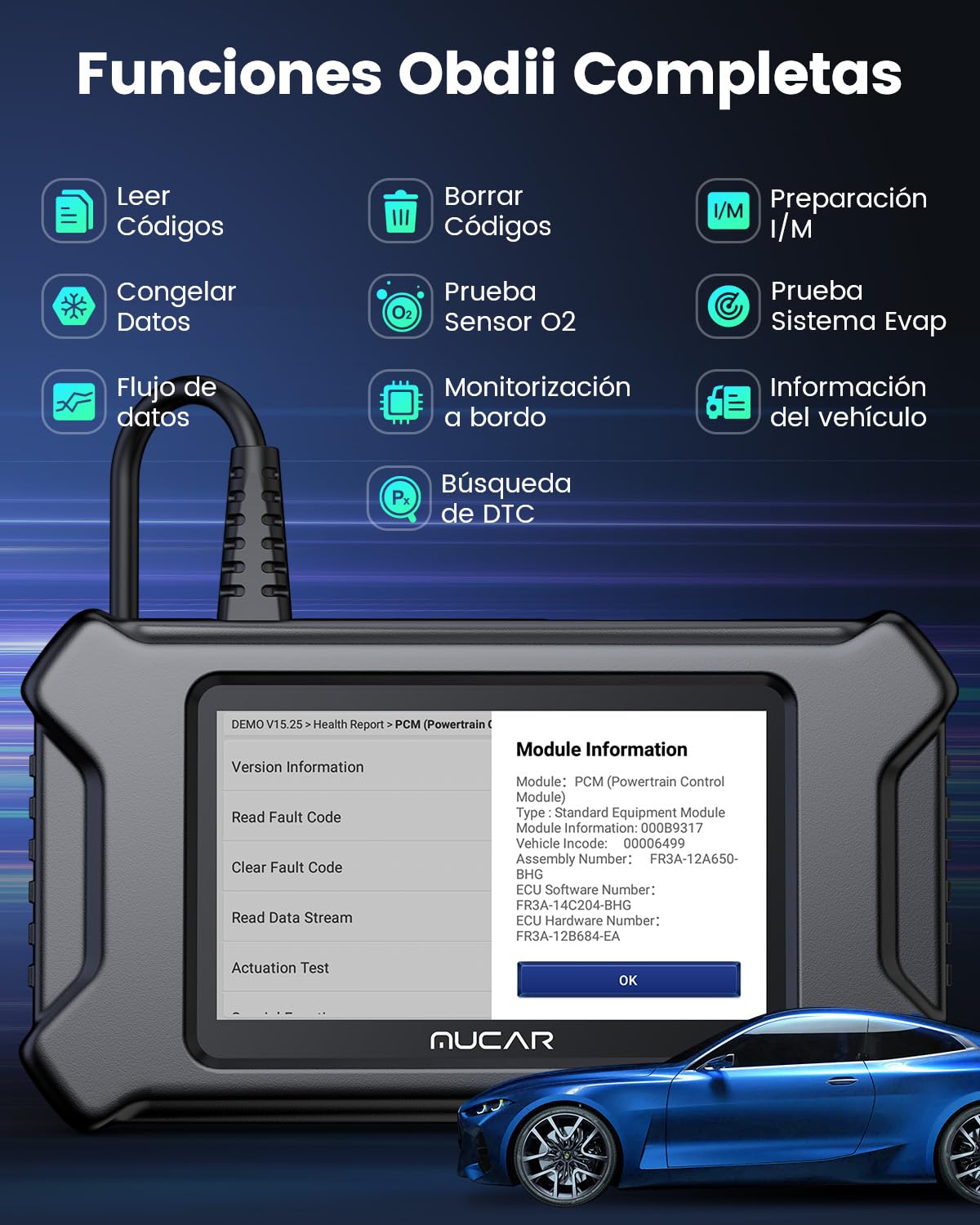 mucar Dispositivo de diagnóstico de Coche CS5 OBD2 con 5 Sistemas de diagnóstico (ECM/SRS/ABS/BCM/TCM), Dispositivo de diagnóstico de Coche para AutoVIN, Android 7.0, Uso Gratuito mucar Dispositivo de diagnóstico de Coche CS5 OBD2 con 5 Sistemas de diagnóstico (ECM/SRS/ABS/BCM/TCM), Dispositivo de diagnóstico de Coche para AutoVIN, Android 7.0, Uso Gratuito