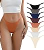Womens Seamless G String Thongs - No Show Low Rise Soft Breathable Tanga Panties for Everyday Wear