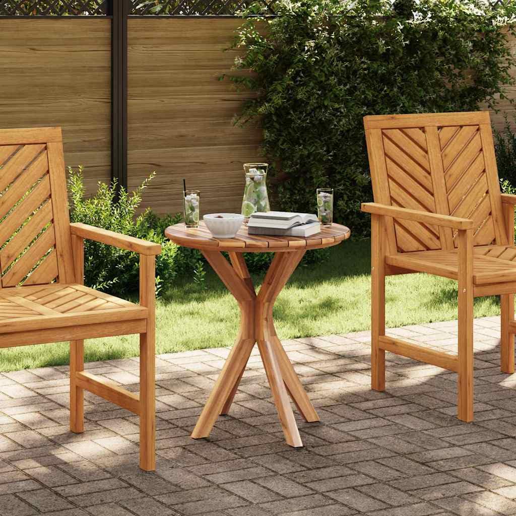 SXZenSpace Round Outdoor Coffee Table Brown 70 cm Solid Teak Wood Modern Side Durable Patio Bistro Garden Small Dining for Terrace, Balcony & Deck