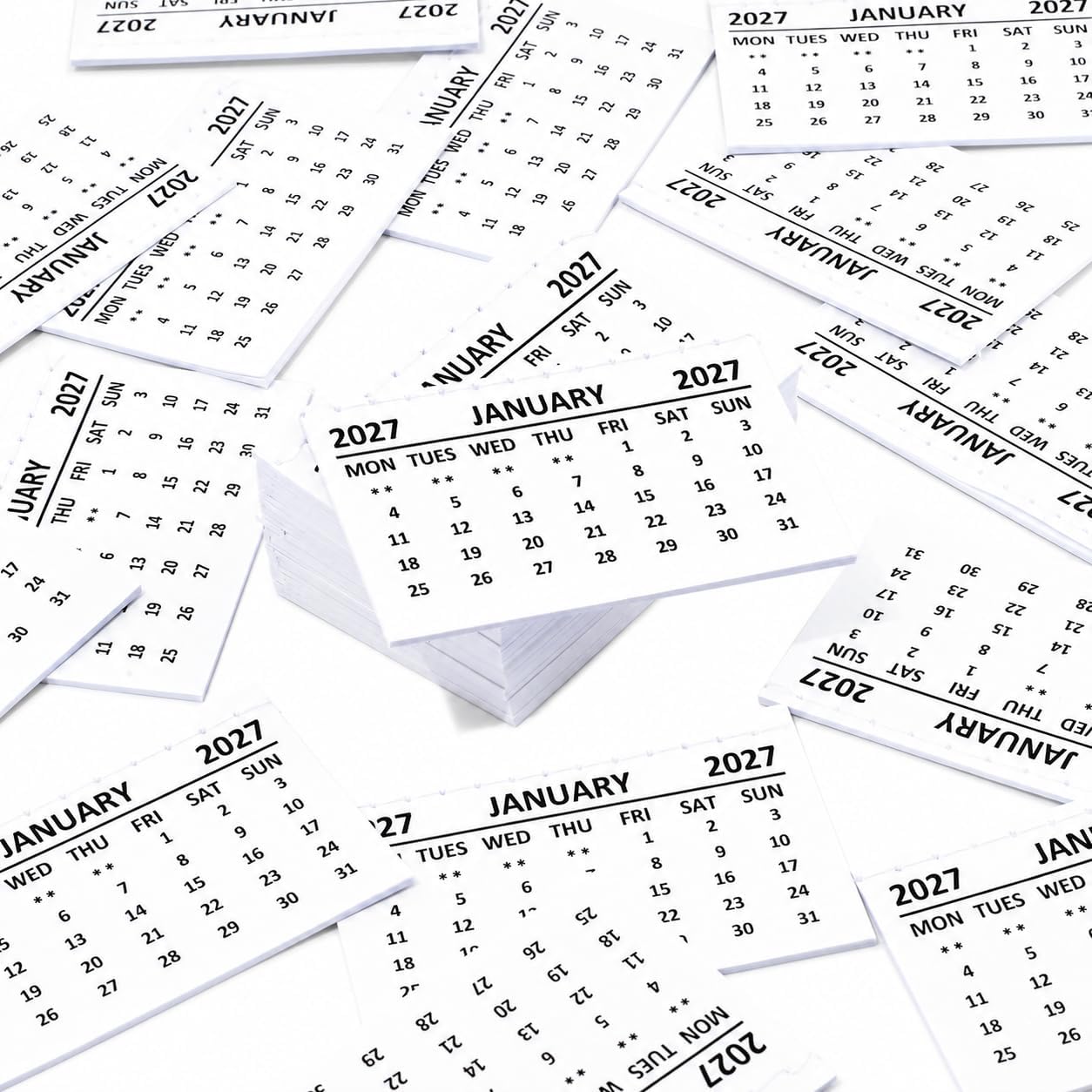 2027 Mini Calendar Tabs Month to View Tear Off Pads (Pack of 50)