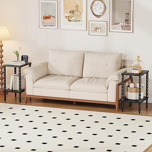 Vista 7 de Mesa auxiliar, mesa auxiliar pequeña y estrecha para dormitorio, sala de estar y espacios pequeños, mesita de noche delgada, mesa auxiliar de sofá