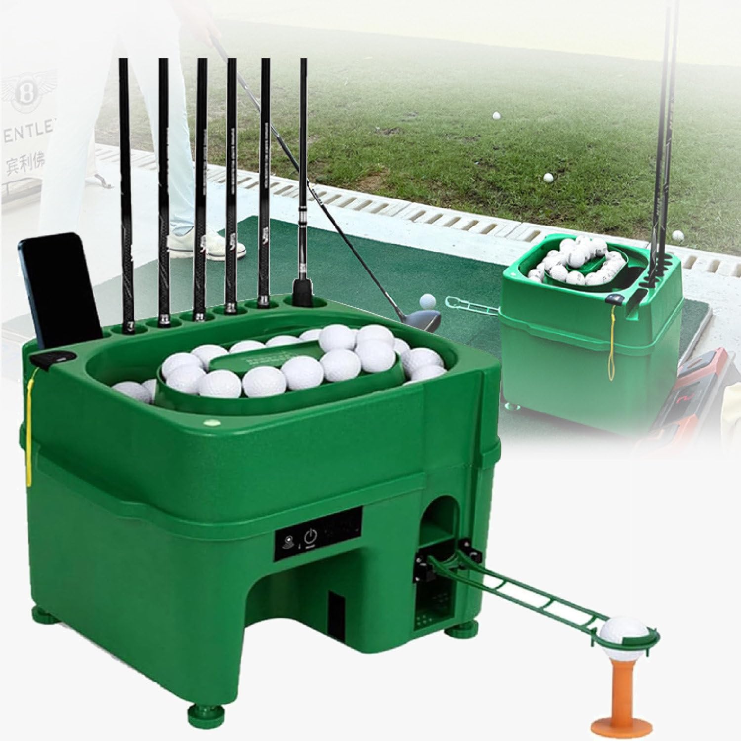 Automatic G.olf Ball Dispenser, Dual Ball Release Mode, G.olf Club Organizer, with Batting Stand G.olf Club Organizer, for Driving Range