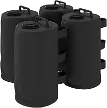 Outsunny Set of 4 Gazebo Weights Sand Bags, Gazebo Water Weights Bags with Carry Handles & Touch Fasteners Straps for Garden Marquee, Parasol, Black