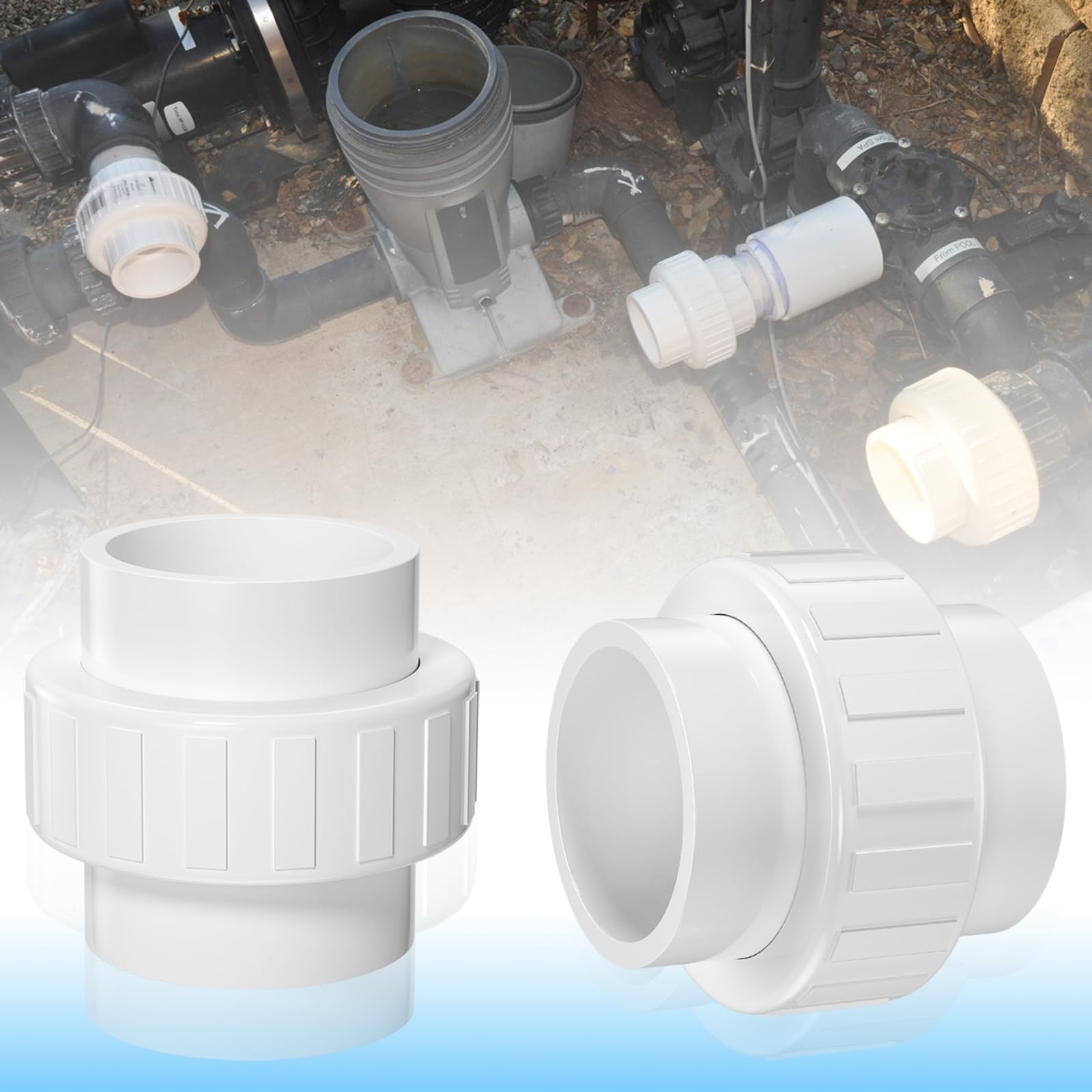 Złącze przyłączeniowe z PCW, 2 szt., złączki do rur PVC klasy meblowej z O-ringiem EPDM, biały adapter złączki z PCW, harmonogram 40 do nawadniania, systemu basenowego i spa, projektu hydraulicznego w