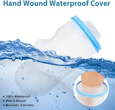 Waterproof Cast Cover for Shower Hand Adult, Hand Cast Protector for Shower Bath, Shower Sleeve for Hand Cast Bag for Hand/Wrist/Fingers/Thumb/Palm