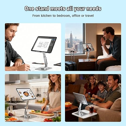 Miniatura 2 de Soporte para tablet, altura ajustable con base giratoria de 360 grados, soporte de escritorio, soporte de exhibición giratorio para accesorios de