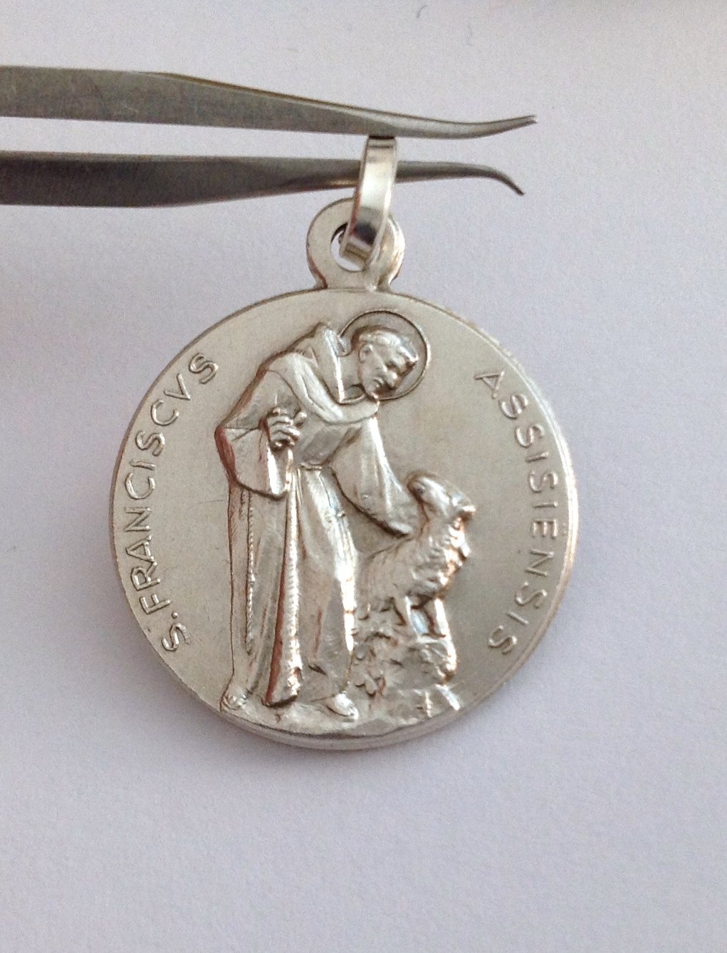 I G J Médaille de Saint François d'Assise en Argent Massif 925 - Patron de l'Europe