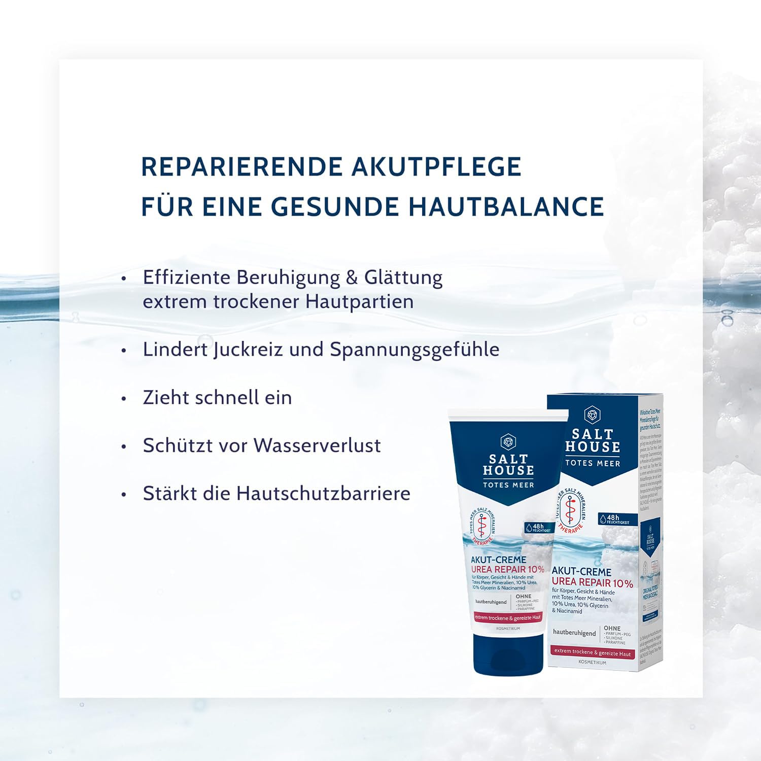 Salthouse Terapia z Morza Martwego Ostra Repair Urea Repair 10%, nawilżające składniki do skutecznego uspokojenia skóry, do bardzo suchej skóry, 100 ml