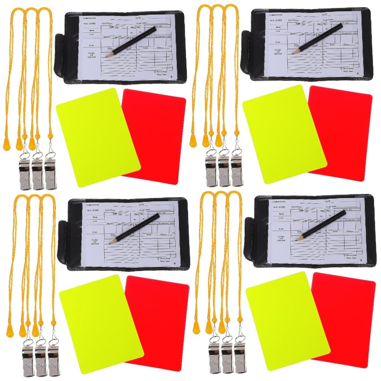 TOYANDONA Conjunto de Árbitro Portátil con y Amarillas Silbatos y de Puntuación para Fútbol y Voleibol Kit Completo de Accesorios para Árbitros