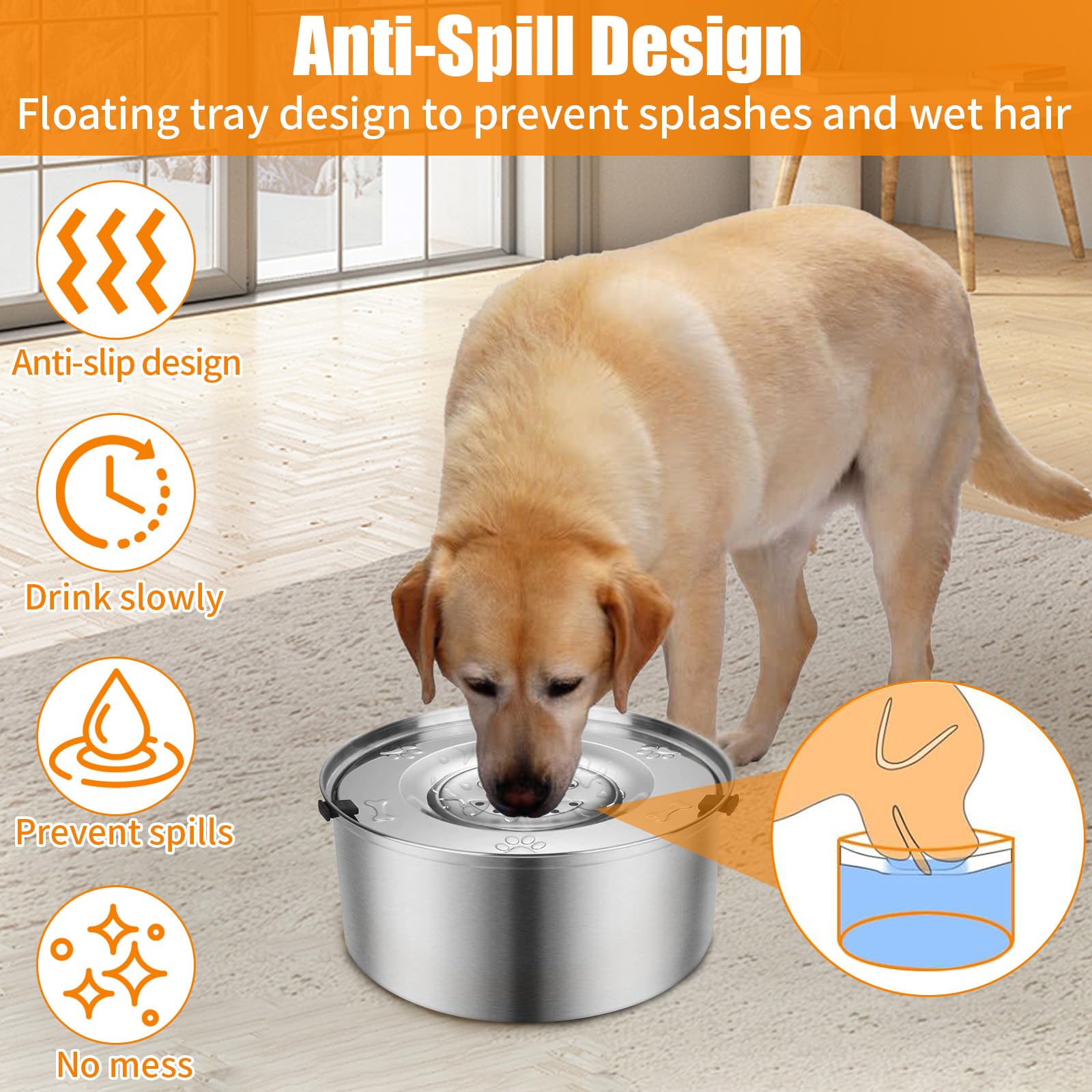 3L Large Capacity No Spill Dog Drink Water Bowl - Image 2