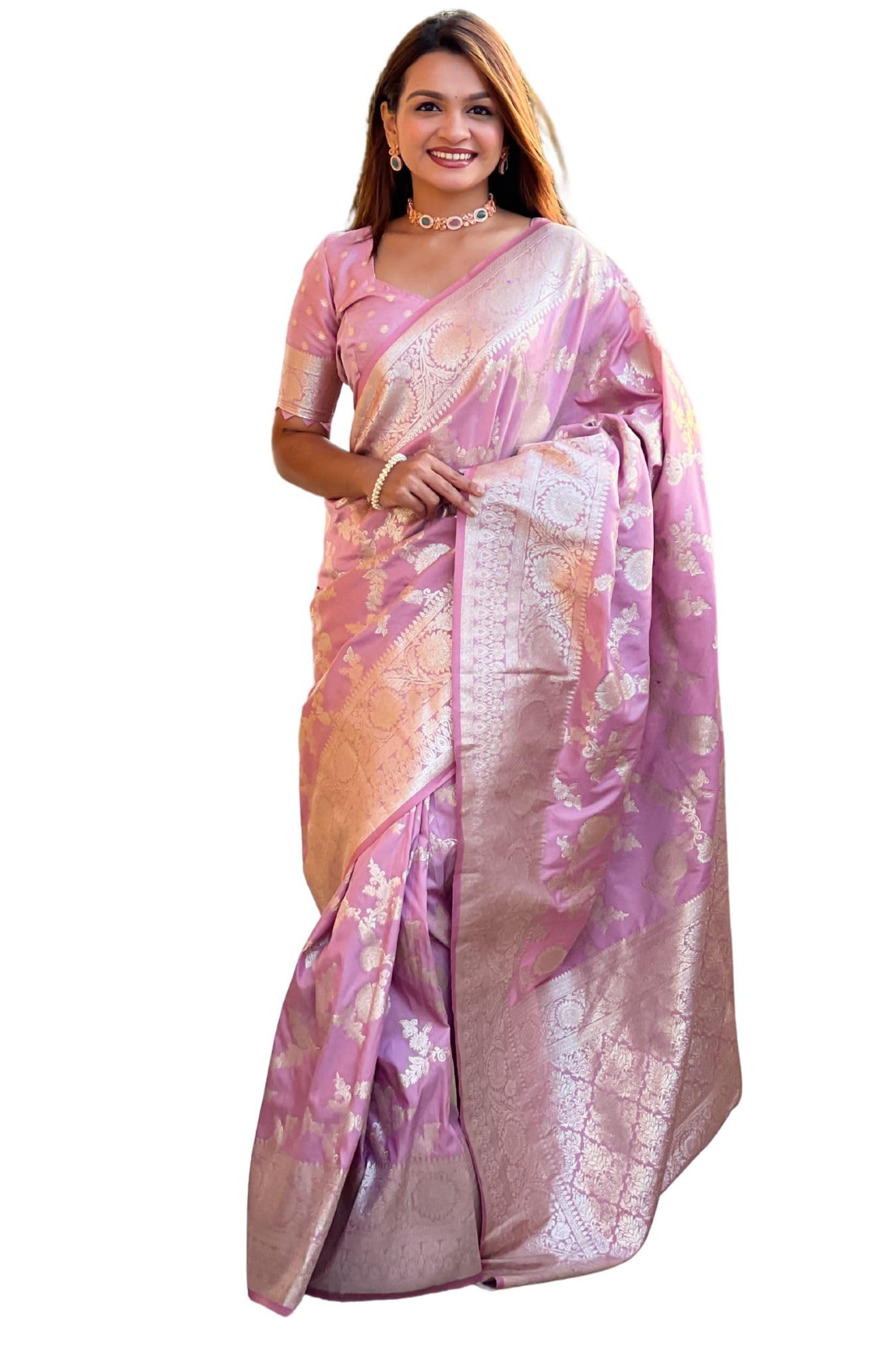 SGF11 Women's Kanjivaram Pure Soft Silk Saree With Blouse Piece