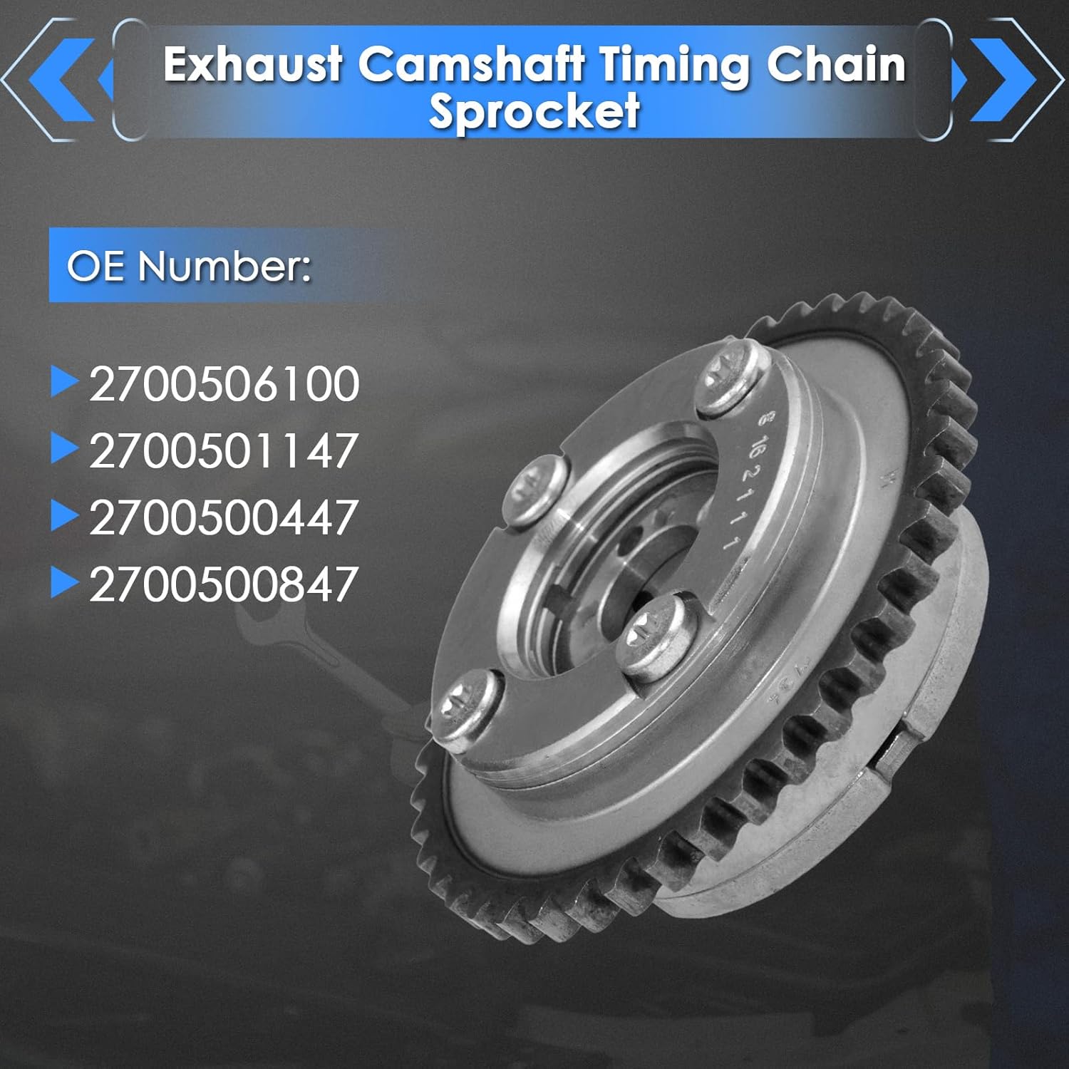 2700506100 Intake Camshaft Timing VVT Sprocket Gear for Mercedes GLA200 E200 A200 C200 CLA200 B250 2013-2020 M270 M274 Engine Replace OE 2700500847 2700500447