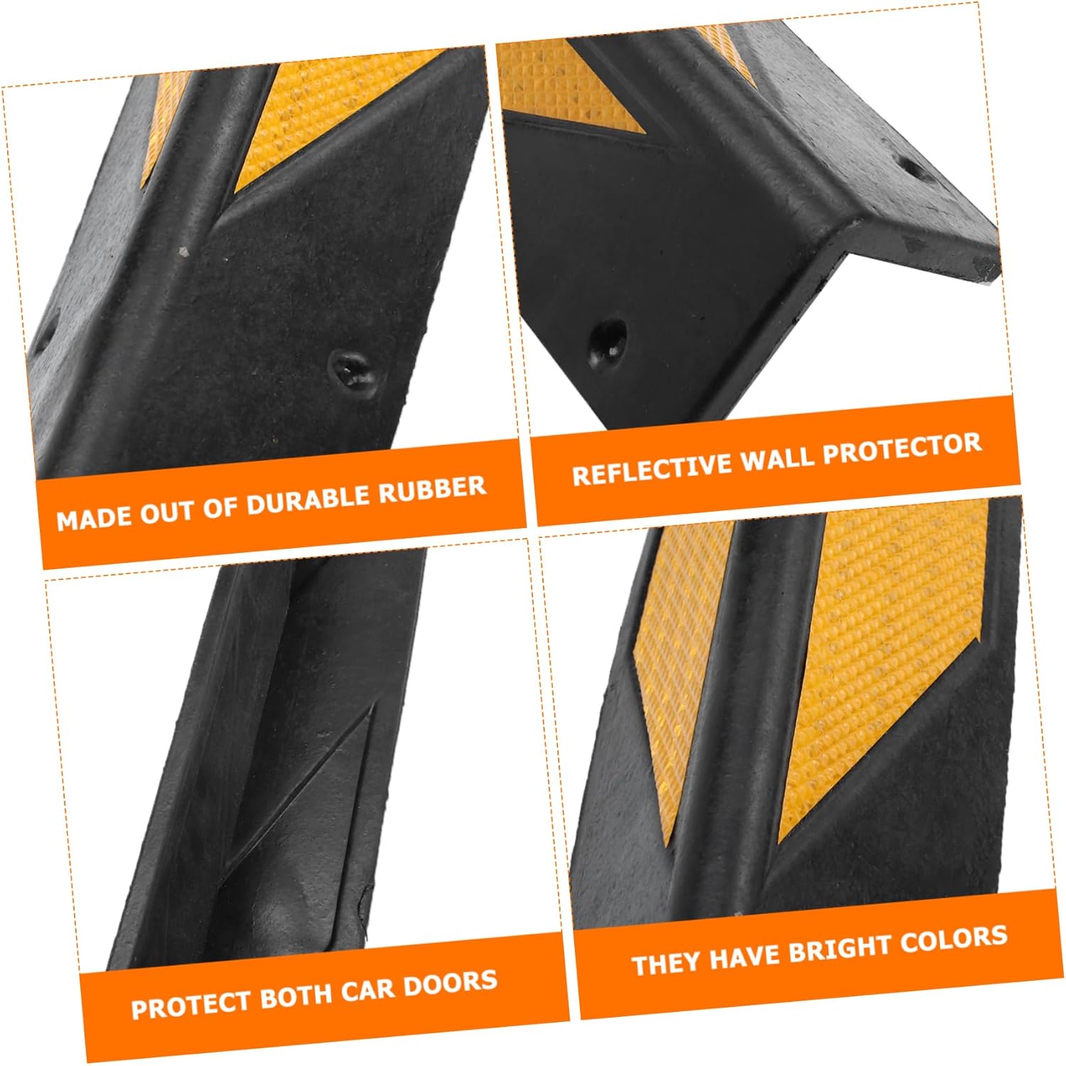 Reflective Rubber Corner Guards 2pcs Wall Edge Protector for Parking Garages Anti-Collision Corner Guard for Vehicles Sturdy Garage Wall Protection