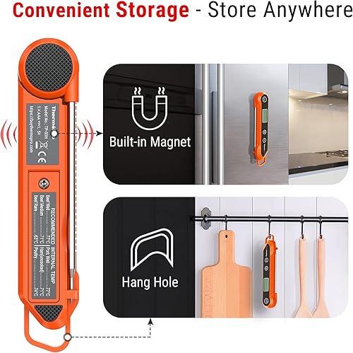 Vista 5 de ThermoPro Digital Instant Read Meat Thermometer for Grilling Waterproof Kitchen Food Thermometer with Calibration & Backlight Baking Bread Candy