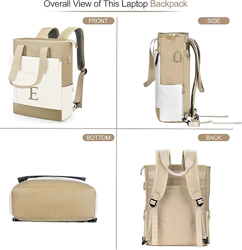 Miniatura 3 de Bolsa de mano personalizada para laptop con inicial para mujer, mochila de 15.6 pulgadas con puerto USB, regalo de Navidad para mujeresadolescentes