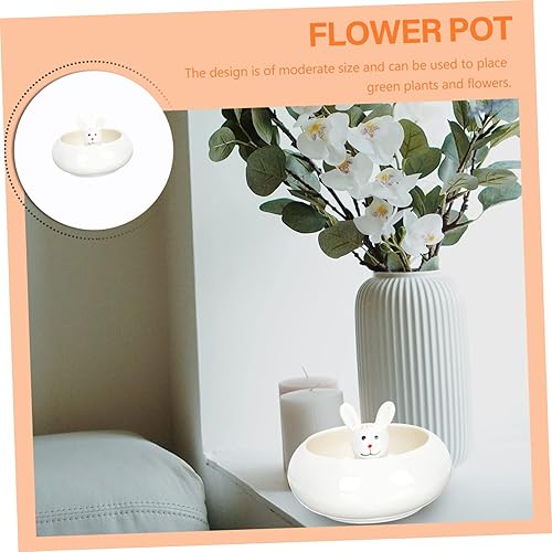 Miniatura 4 de Happyyami Maceta de cerámica para suculentas, cuenco de conejo de Pascua, maceta de cerámica para suculentas, maceta para decoración del hogar para