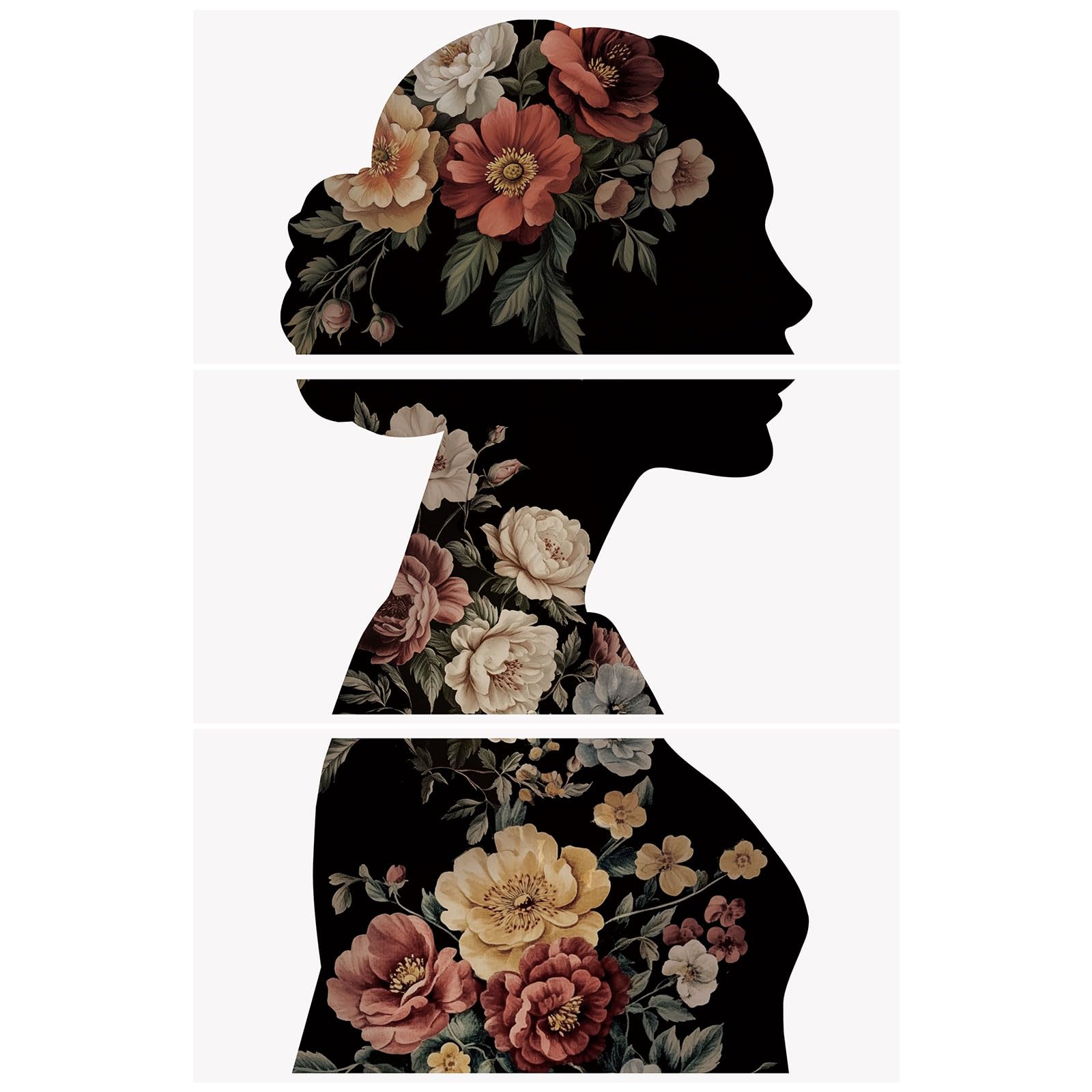 WANDIC 3 Sheets Vintage Rub on Transfers Sticker,Female Silhouette Puzzle Large Waterproof Transfers Sticker for Wood Furniture Window Scrapbook,15 * 30cm