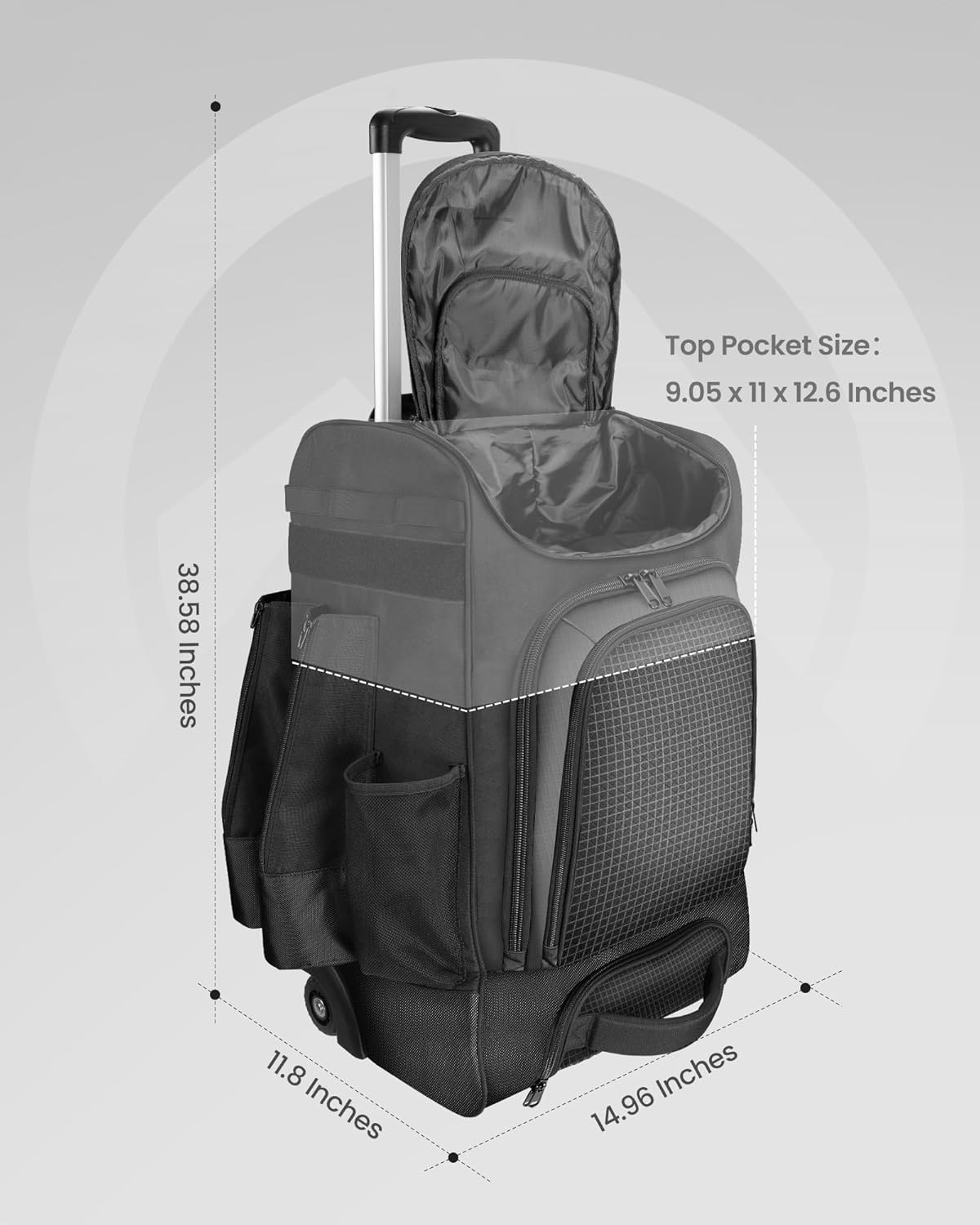 OutdoorMaster Rolling Baseball Bag Wheeled Baseball Bat Backpack with 4 Bat Pockets