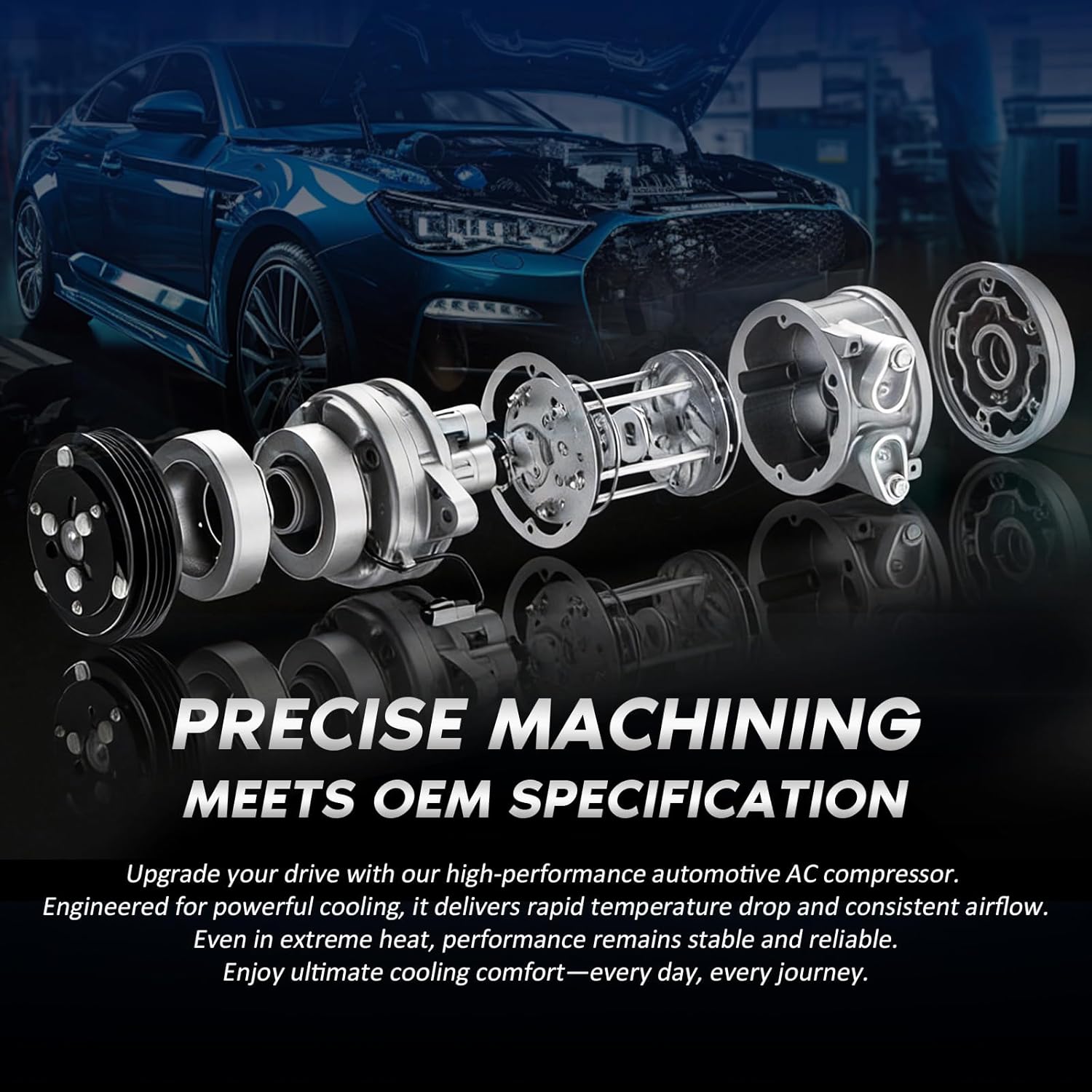 AC Compressor Compatible with 2002-2009 GMC Envoy 4.2L, 2002-2006 Chevy Trailblazer EXT 4.2L, 2002-2004 Oldsmobile Bravada 4.2L, 2005-2009 Saab 9-7x 4.2L, CO4910AC 10399367 10366868