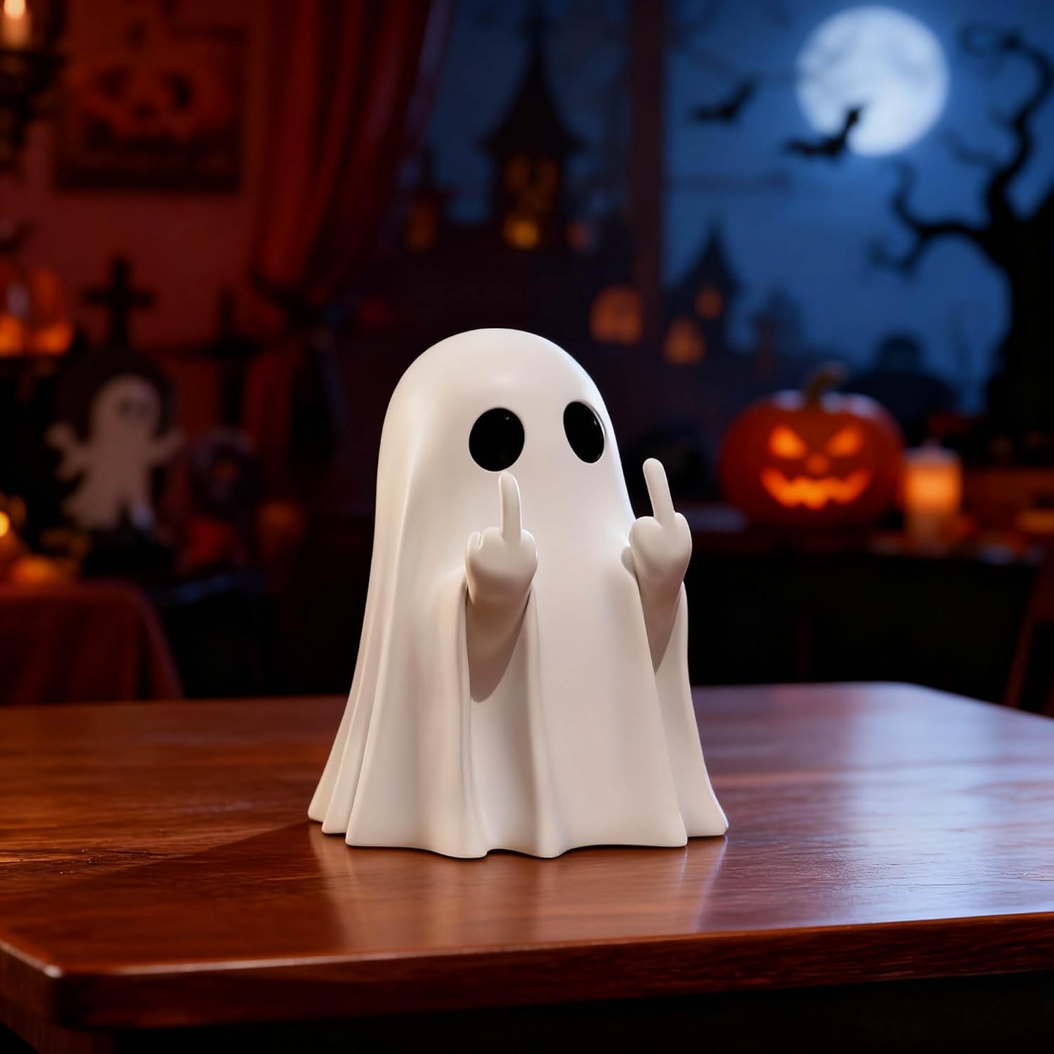 Halloween Ghost Figurine - Spooky Resin Ghost Statue Funny Cute Ghost Ornaments for Halloween Decorations Porch and Indoor