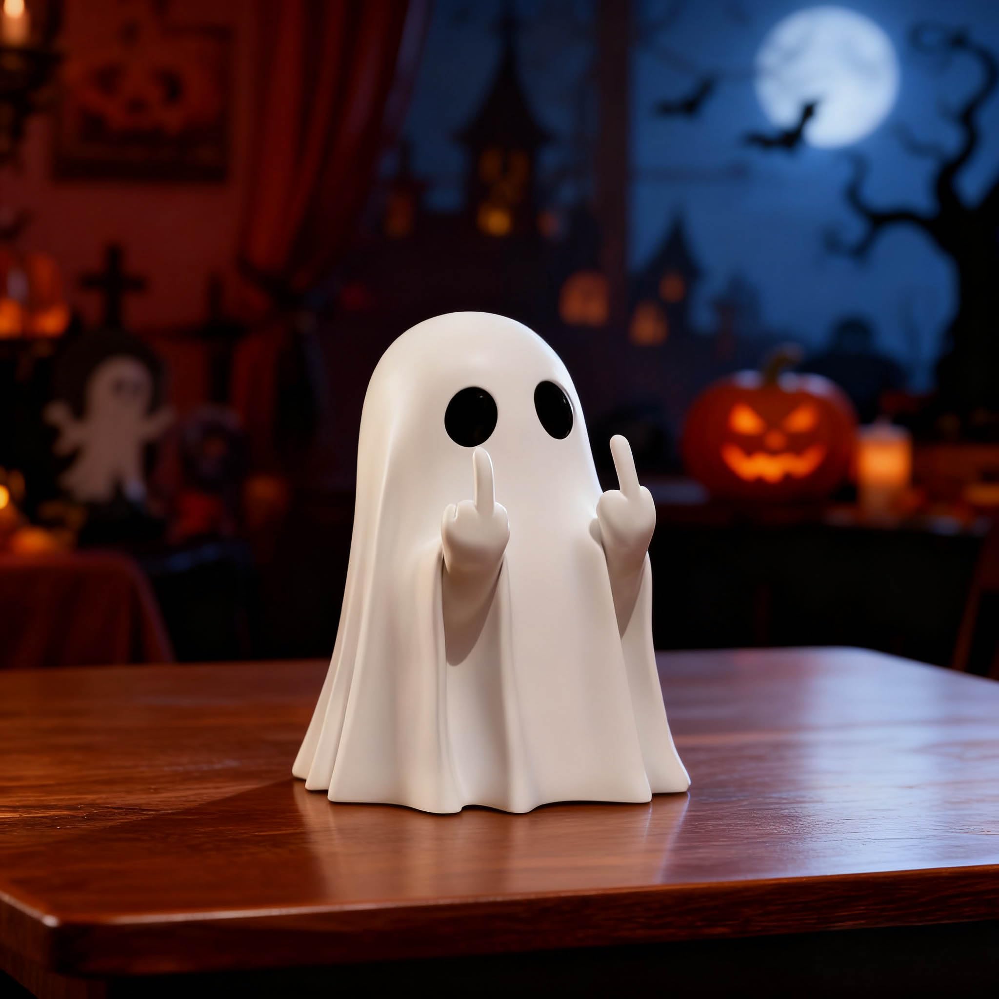 Shifanqi Men's White Halloween Ghost Figurine - Spooky Resin Ghost Statue, Funny Cute Ghost Ornats For Halloween Decorations, Porch And Indoor Home Office Desk Decor, Christmas,New Year’s Gifts