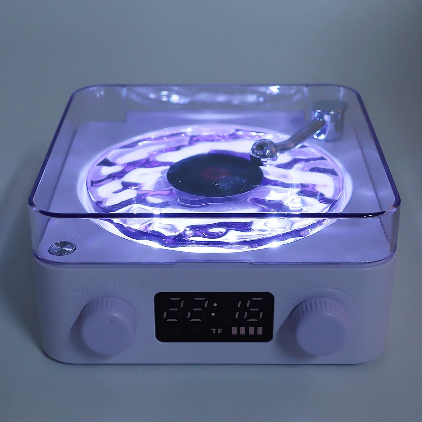 Waves Tourne-Disque Vintage, Le Lecteur Waves avec Veilleuse et Affichage de L'heure, Haut-Parleur Bluetooth Vintage, Lecteur CD Stéréo Portable pour Chambre à Coucher, Bureau,