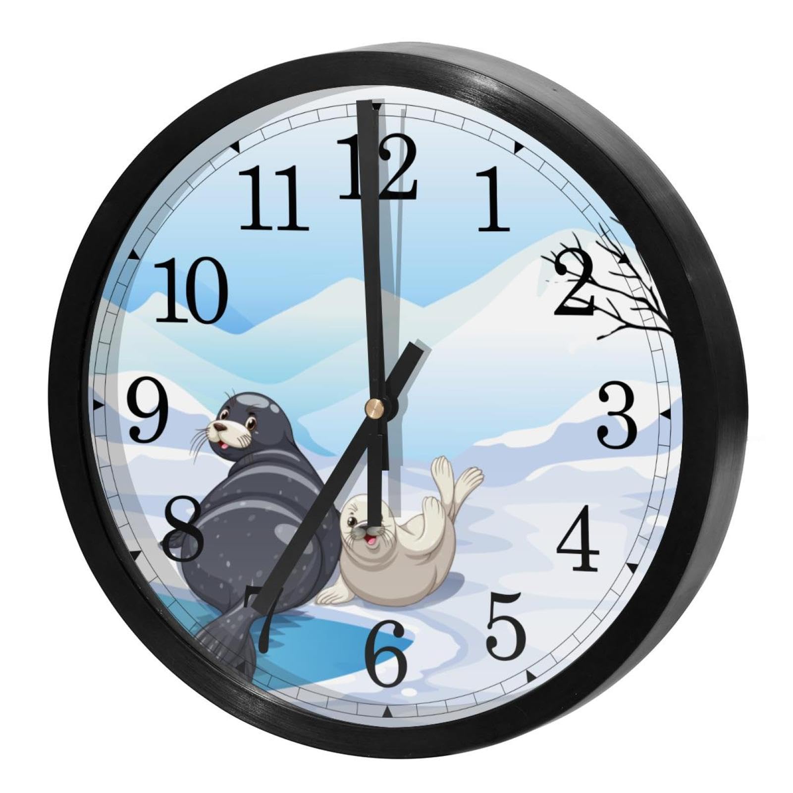 Horloge murale deux sceaux sur la glace pour une déco tendre