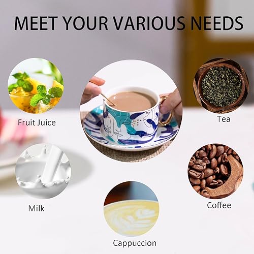 Miniatura 2 de Tazas de capuchino con platillos, taza de café de cerámica con borde dorado, tazas de espresso, tazas de café británicas, juego de tazas de té, para