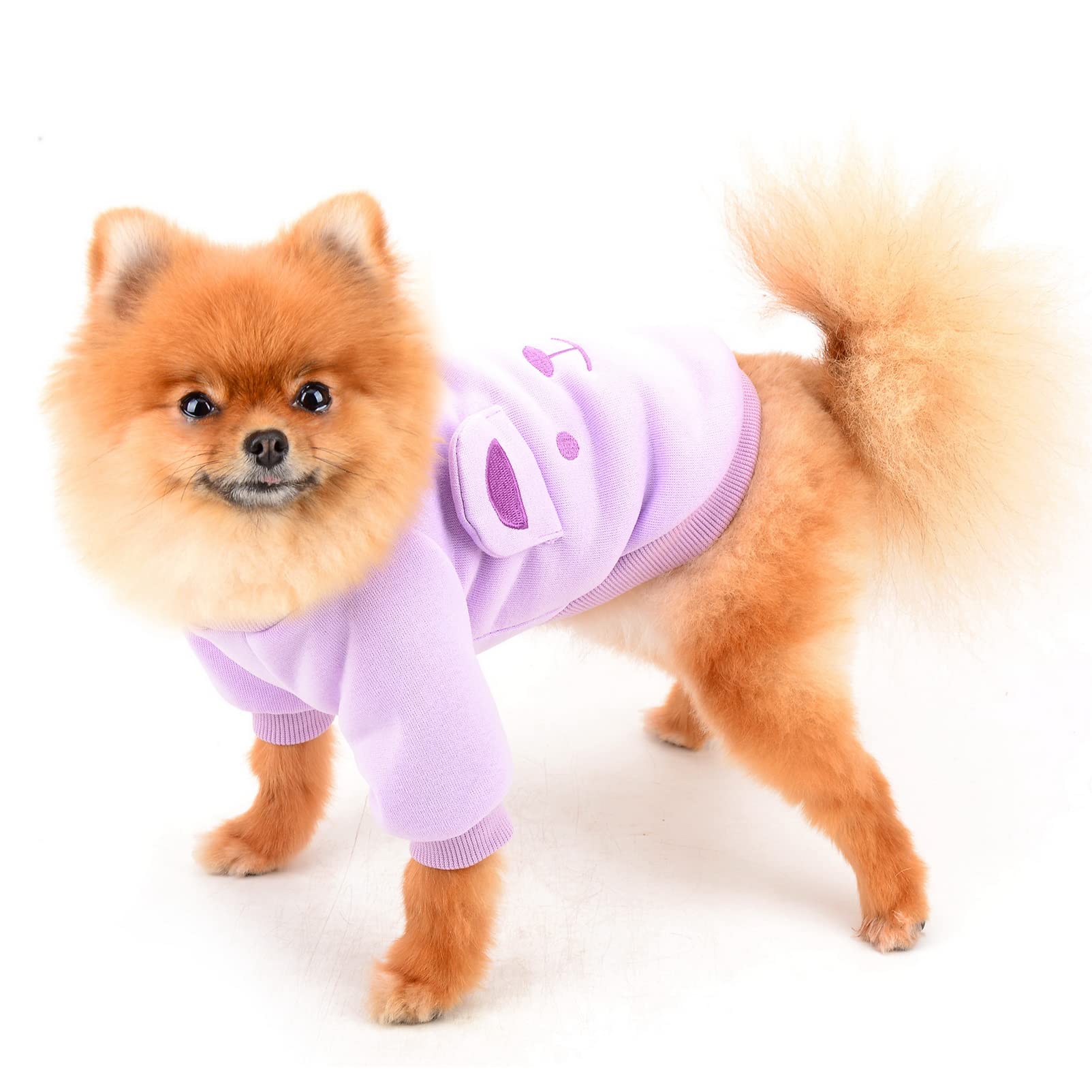 SMALLLEE_LUCKY_STORE Puppy Fleece Sweatshirt Pullover Jumper Sweater Cute Bear with Ears for Small Medium Dogs Cat Boy Girl Yorkie Chihuahua Kitten Warm Autumn Winter Clothes,Purple,M - Image 2