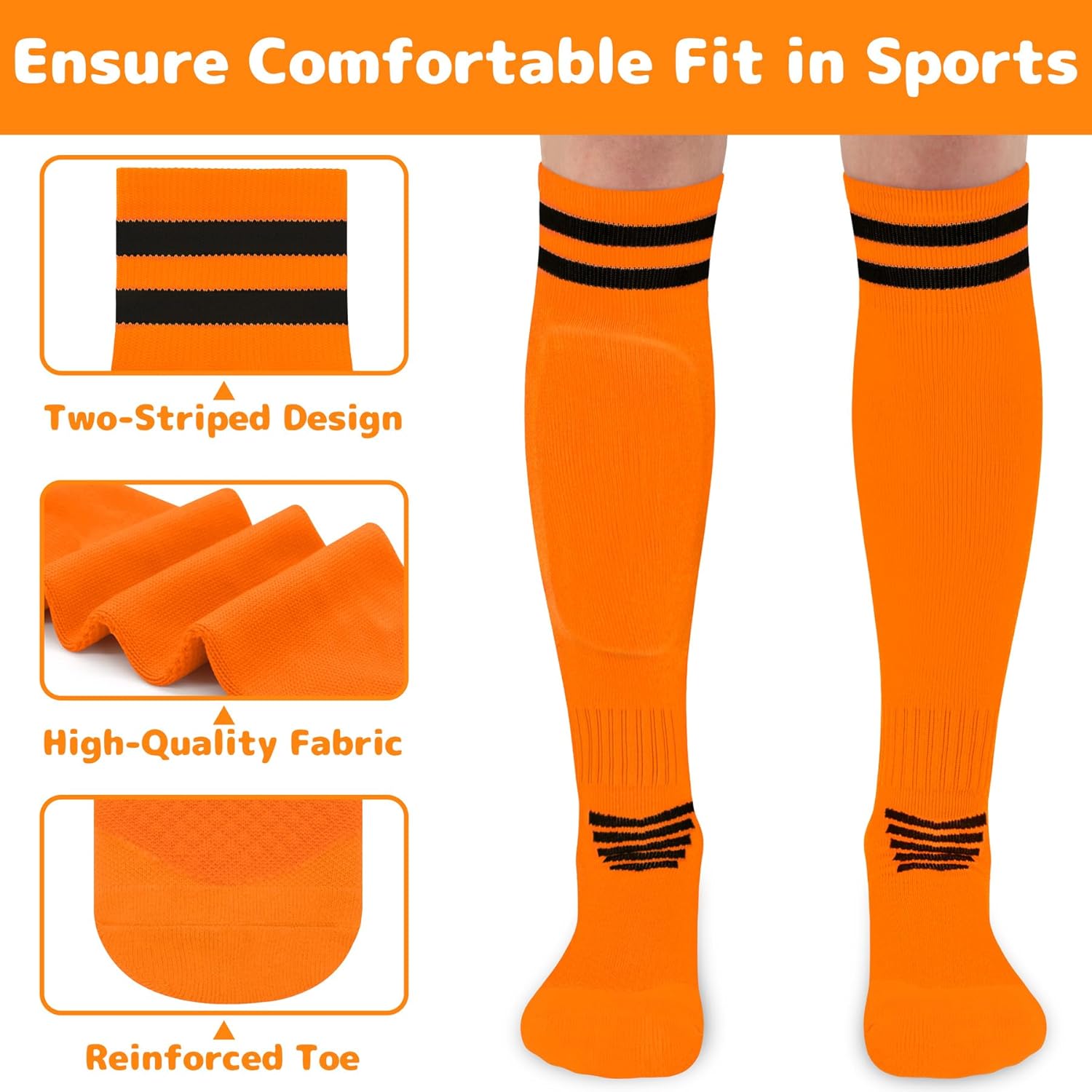 Olreco 2 Pack Adult Youth Kids Soccer Socks for Girls Boys Baseball Socks Men Women Team Sport Softball Football Accessories