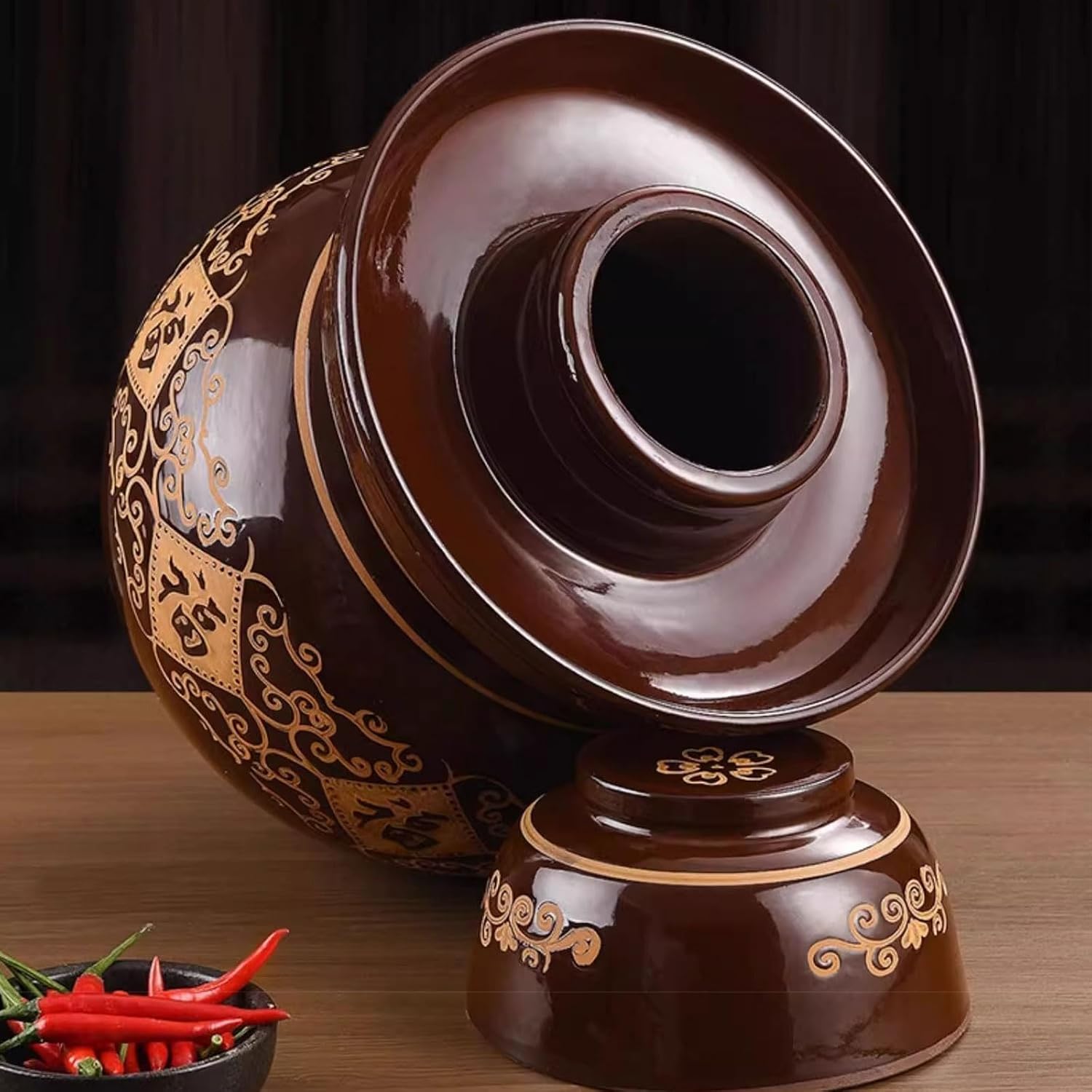Large Traditional Chinese Porcelain Fermenting Jars Ceramic Fermentation Crock With Lid(17kg)