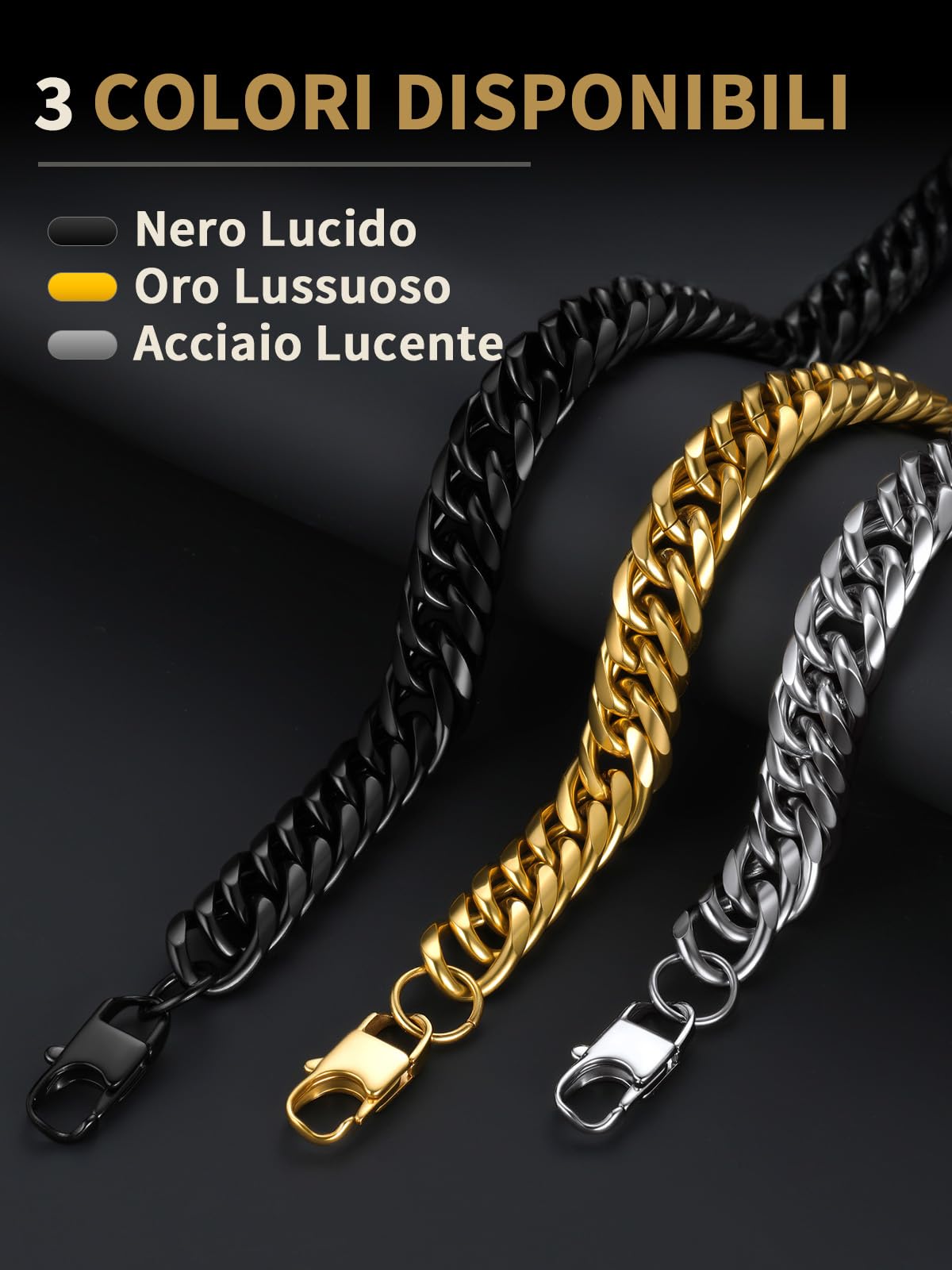 FindChic Collana Uomo Catena Cubana 3.5/6/9/12mm 18/20/22/24/26/28/30inch Collana Catena Acciaio Inossidabile Collana Uomo Maglia Cubana