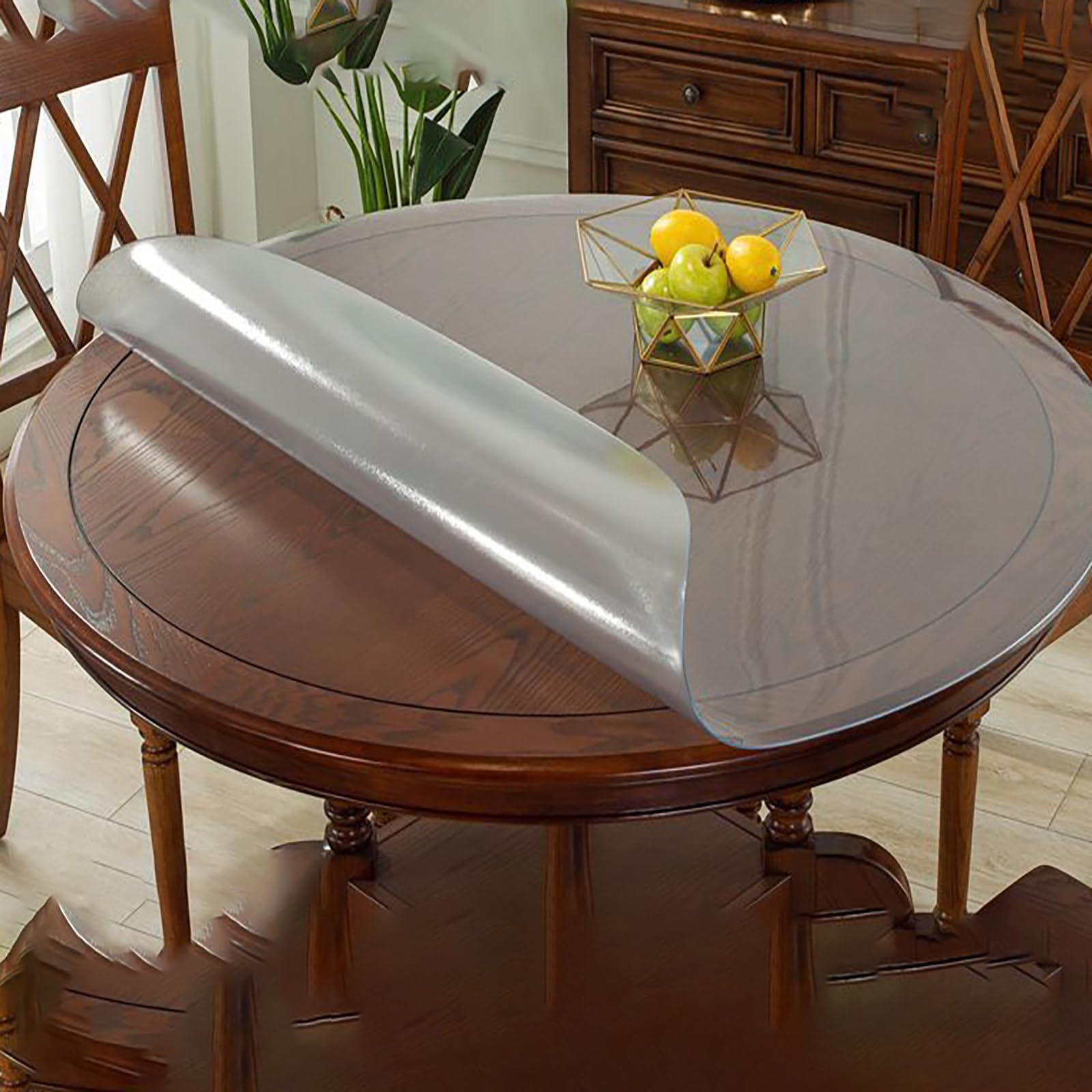 Round Transparent Table Protector Tablecloth Clear Tablecloth Plastic Table Film 2 mm Thick Waterproof No Shrinking Odourless Made to Measure (130 cm, Matte)