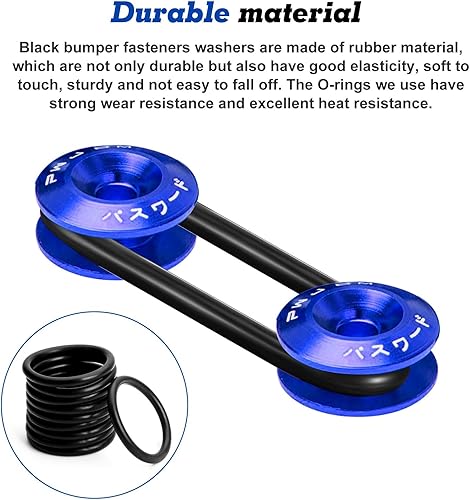 Miniatura 7 de Xotic Tech JDM - Sujetadores de liberación rápida para guardabarros de parachoques de automóvil, con bandas de goma, arandelas de repuesto para kit