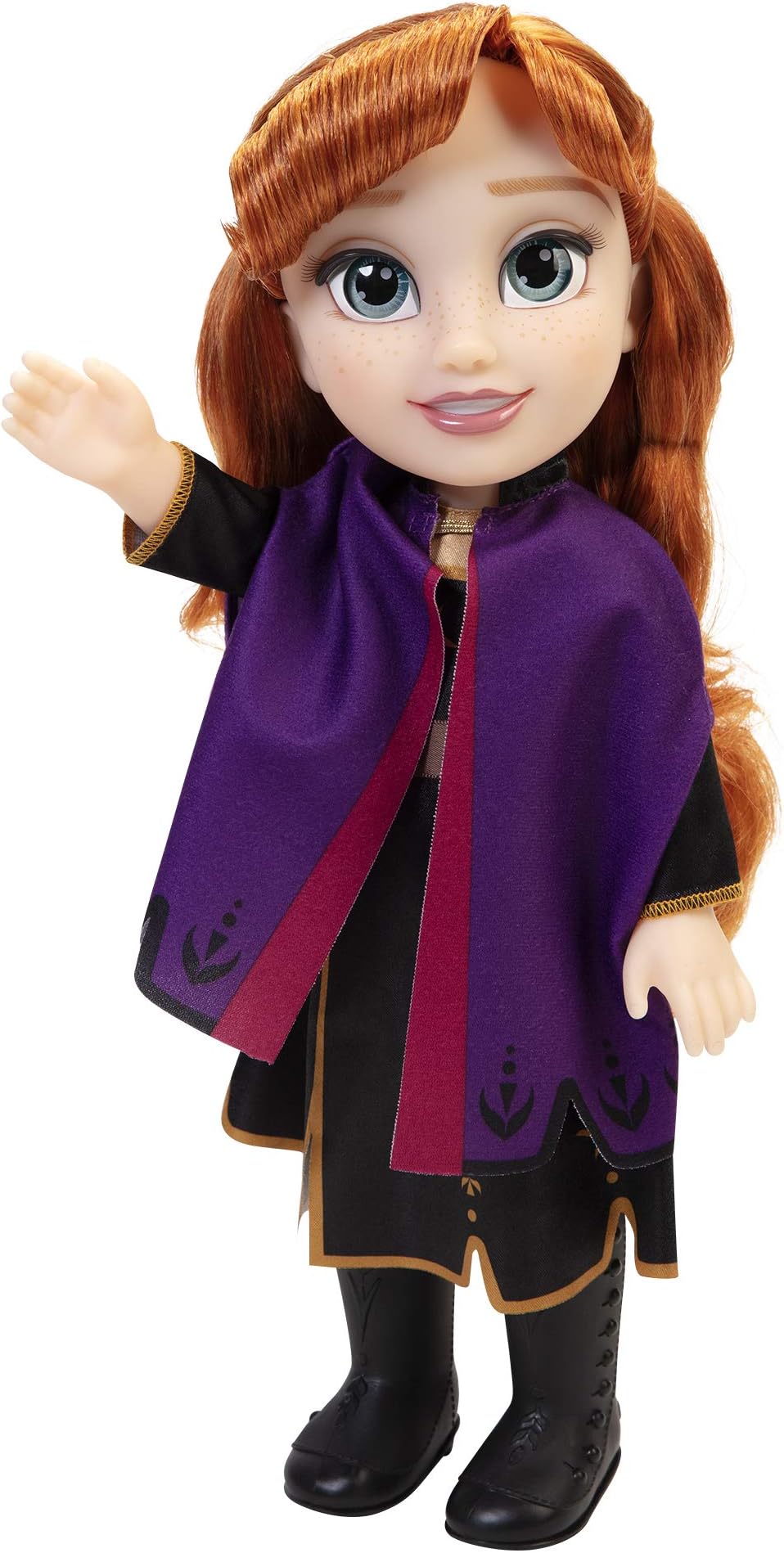 Disney Frozen 2 Anna Adventure Doll by JAKKS Pacific, 14" / 35cm Tall with Violet Travel Cape, Detailed Boots & Gorgeous Hairstyle - Perfect for Girls Ages 3+