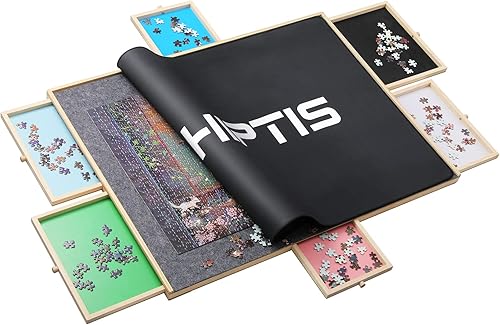 Tablero de rompecabezas de madera de 1500 piezas - Mesa de rompecabezas portátil de 27 x 35 pulgadas para adultos y niños Bandeja de rompecabezas