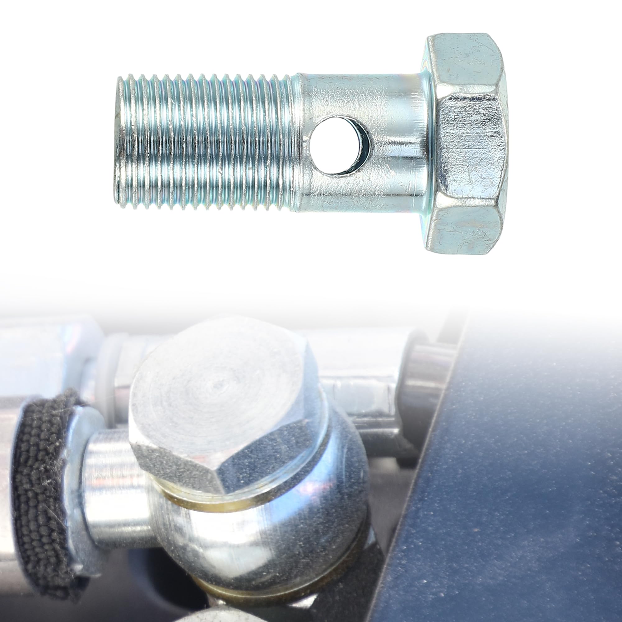 QUARKZMAN Adattatore Universale per Raccordo Freno A Banjo 2 Set M12 X 1.0 | Acciaio Al Carbonio, Argento, Per Freni Idraulici, Dimensioni 32x19mm, Diametro Interno Bullone 7mm, 4 Pezzi Guarnizioni